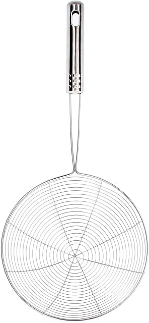 Strainer Skimmer Ladle Stainless Steel Wire Skimmer with Handle Spider Filter Straining Spoon Spiral Mesh Oil Filter for Kitchen Frying Cooking Spaghetti Pasta Noodle Chips Fries