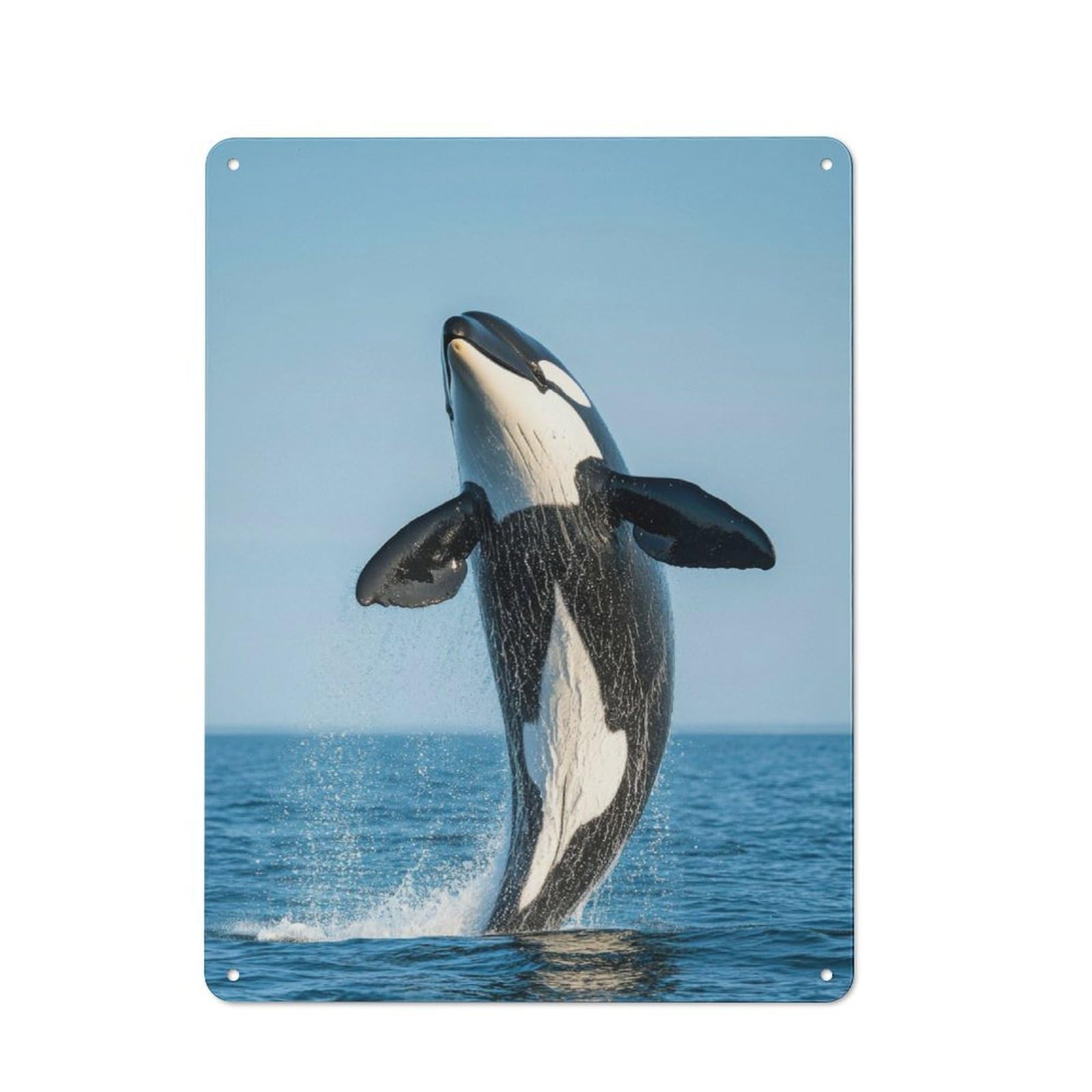 Junmoney Orca Whale Jump Out Water Metal Plaque 40X30cm With For Garage Wall, Rustic Decor, For Vintage Wall Decor Fans, For Themed Room Decoration