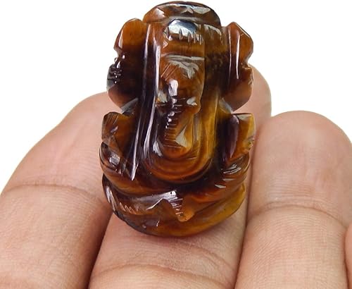 Miniatura 4 de Estatua de Ganesh de ojo de tigre natural, estatua de Ganesh de bolsillo, estatua de Ganesh para tablero de tablero de tablero de tablero de tablero