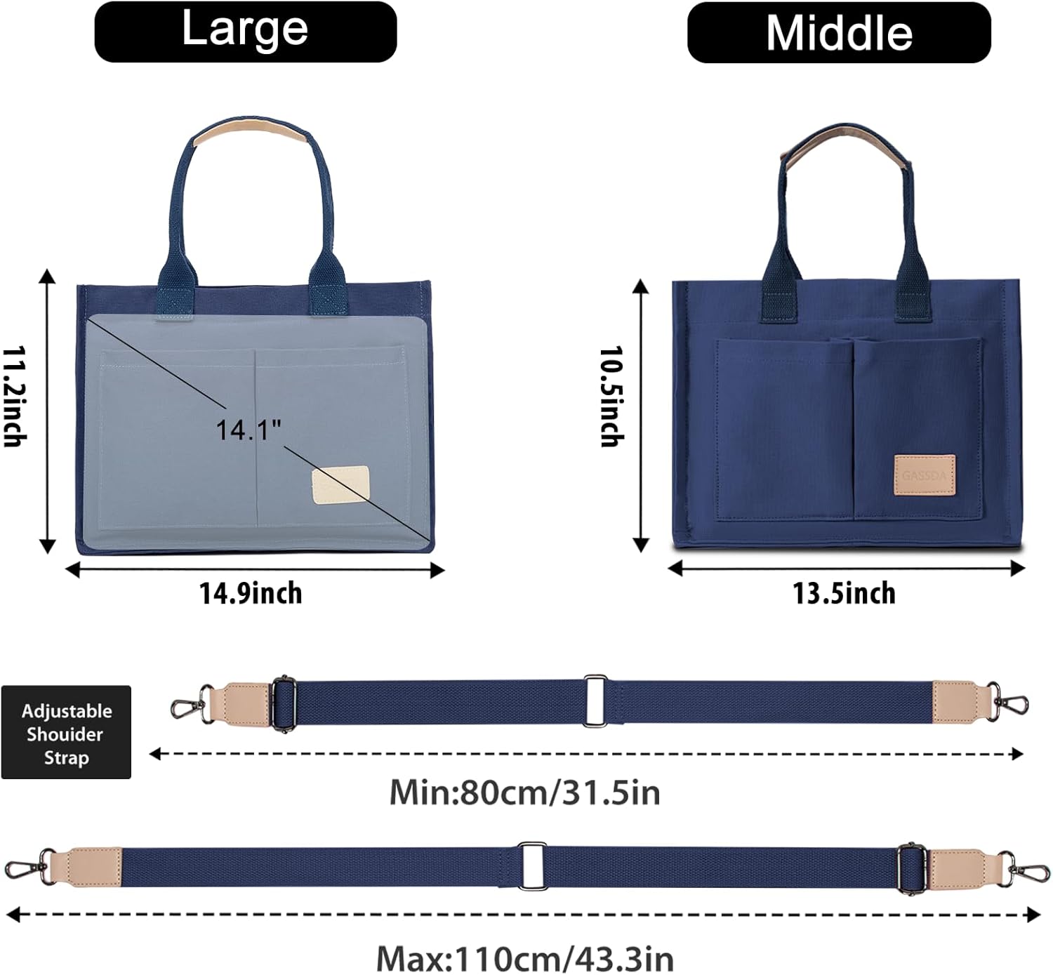 Canvas Tote Bag for Women Crossbody Work Purse with Pockets Top Handle Handbag Satchel Bags for Travel Nurse Teacher - Image 5