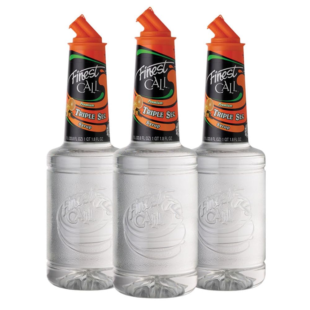 Finest Call Premium Triple Sec Syrup Drink Mix, 1 Liter Bottle (33.8 Fl Oz), Pack of 3