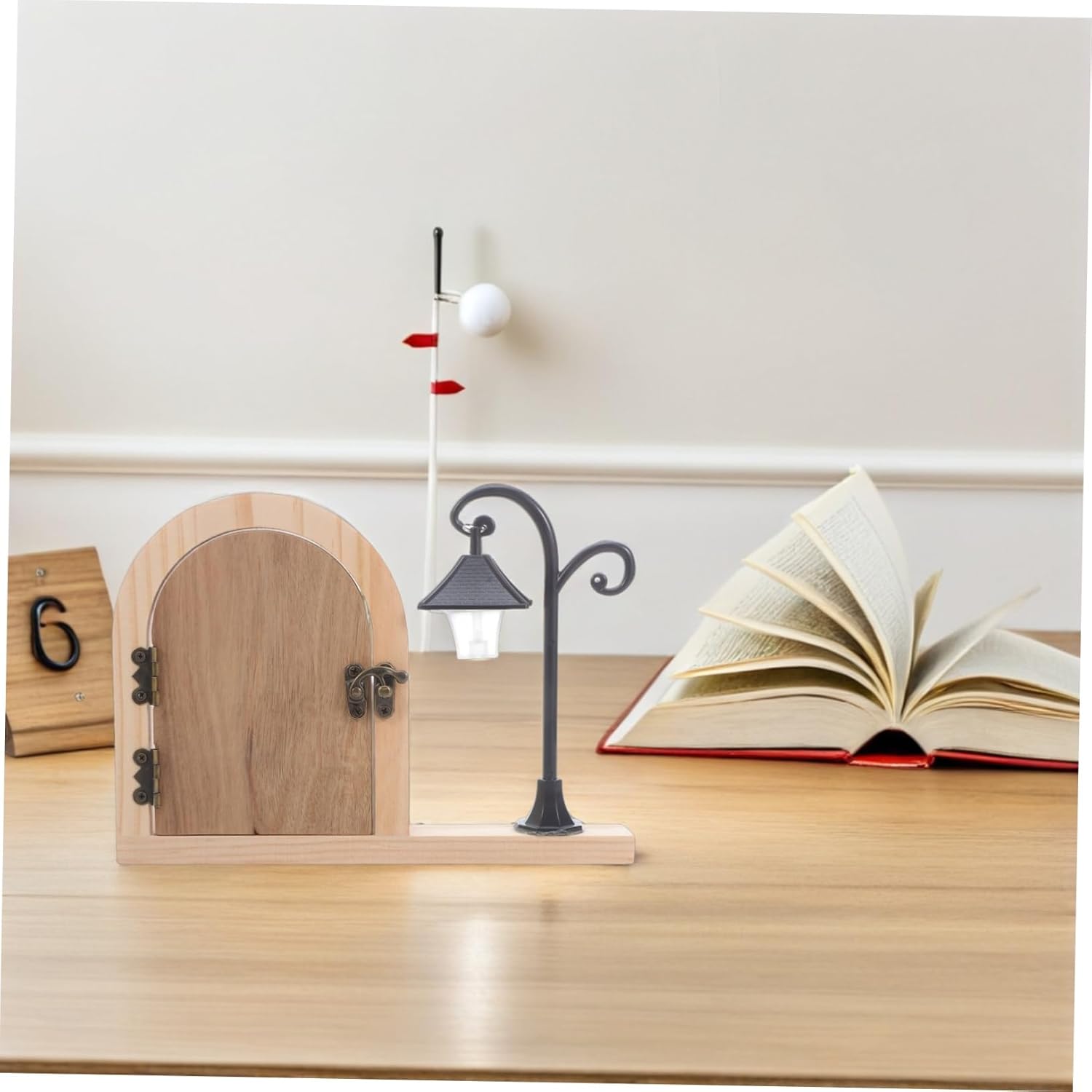 TEHAUX Wooden Fairy Door Outlet Cover Plate Baby Proof Socket Protector with Night Light Function for Kids and Pets Safety Plug Covers for Creating a Fairy-tale Atmosphere
