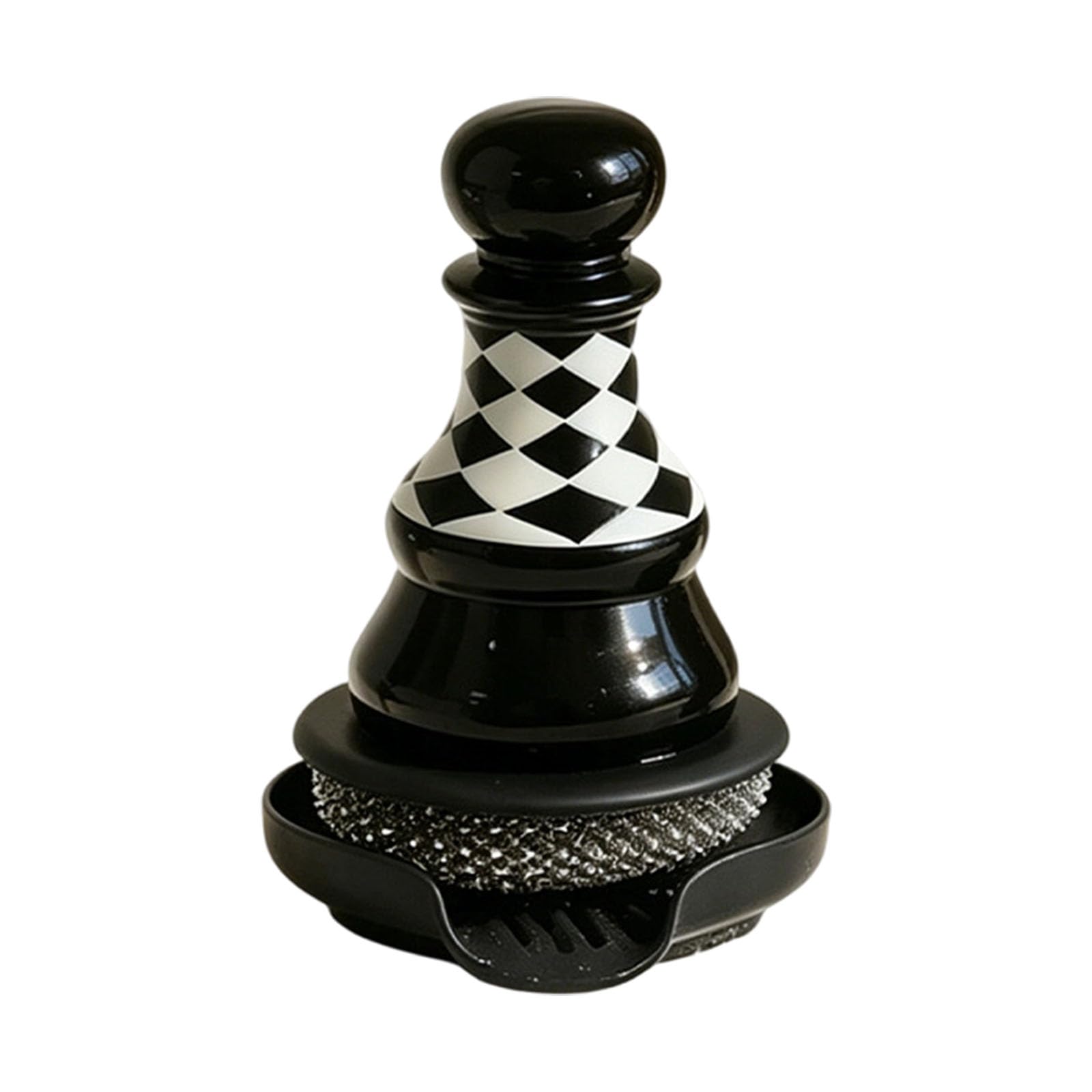 PANFHGFG Decorative Chess Patterned Pots Scrubber Artistic Dishwashing Tool Set Multifunctional Cleaning Brush Innovation Container Scourer