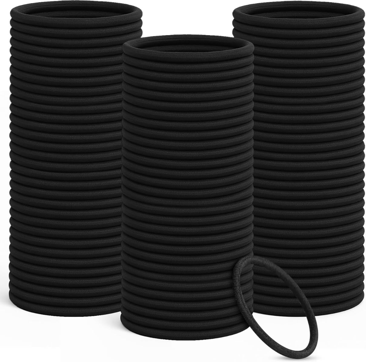 100Pcs Elastic Hair Bobbles, 4mm Strong Elastic Hair Ties for Women, Snag-Free No Metal Soft Hairbands for Thick & Thin Hair - Black