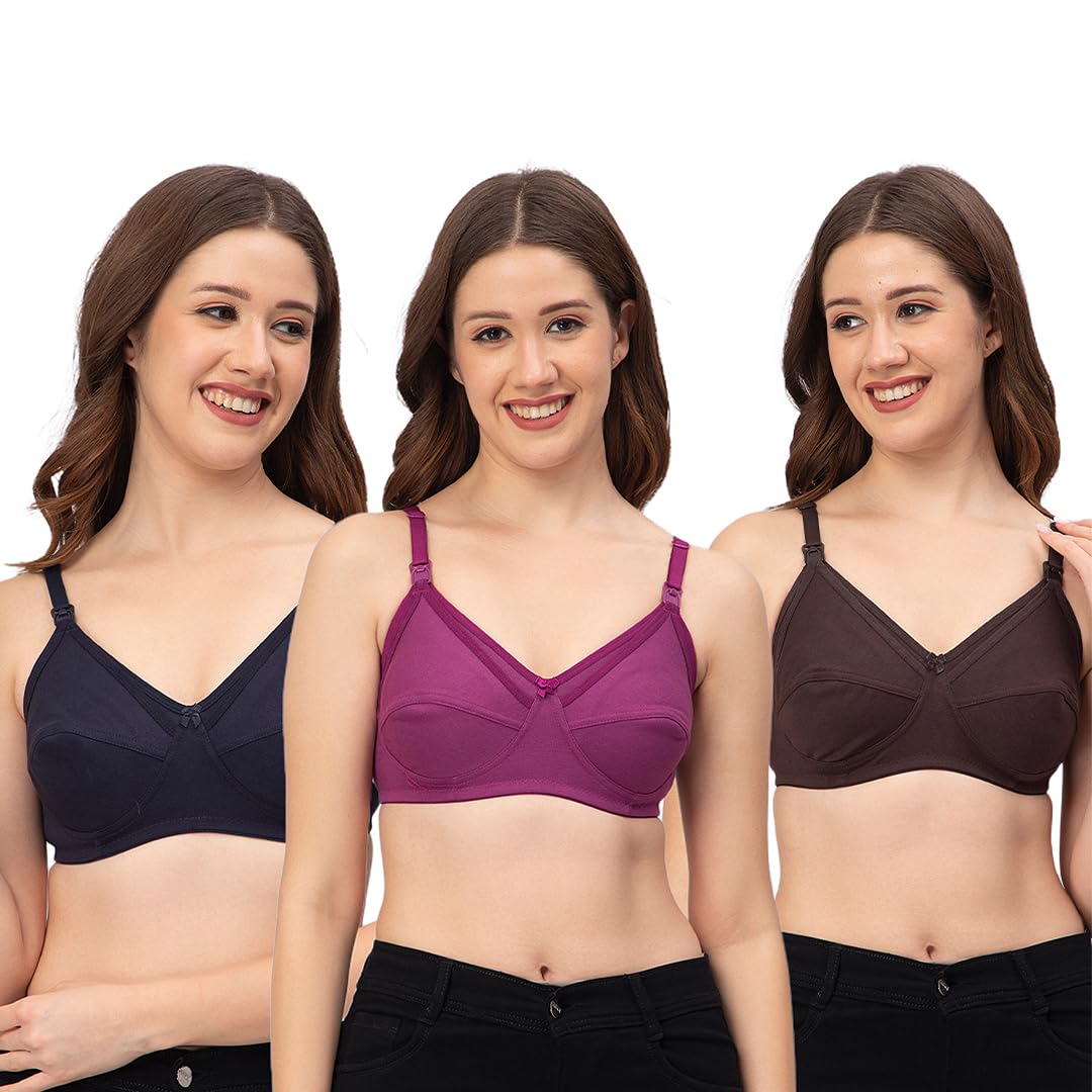 Cotton Non-Padded and Non-Wired Maternity Nursing Feeding Bra for Women |Post Pregnancy Easy to Breastfeed | Cup Size: C-image-17