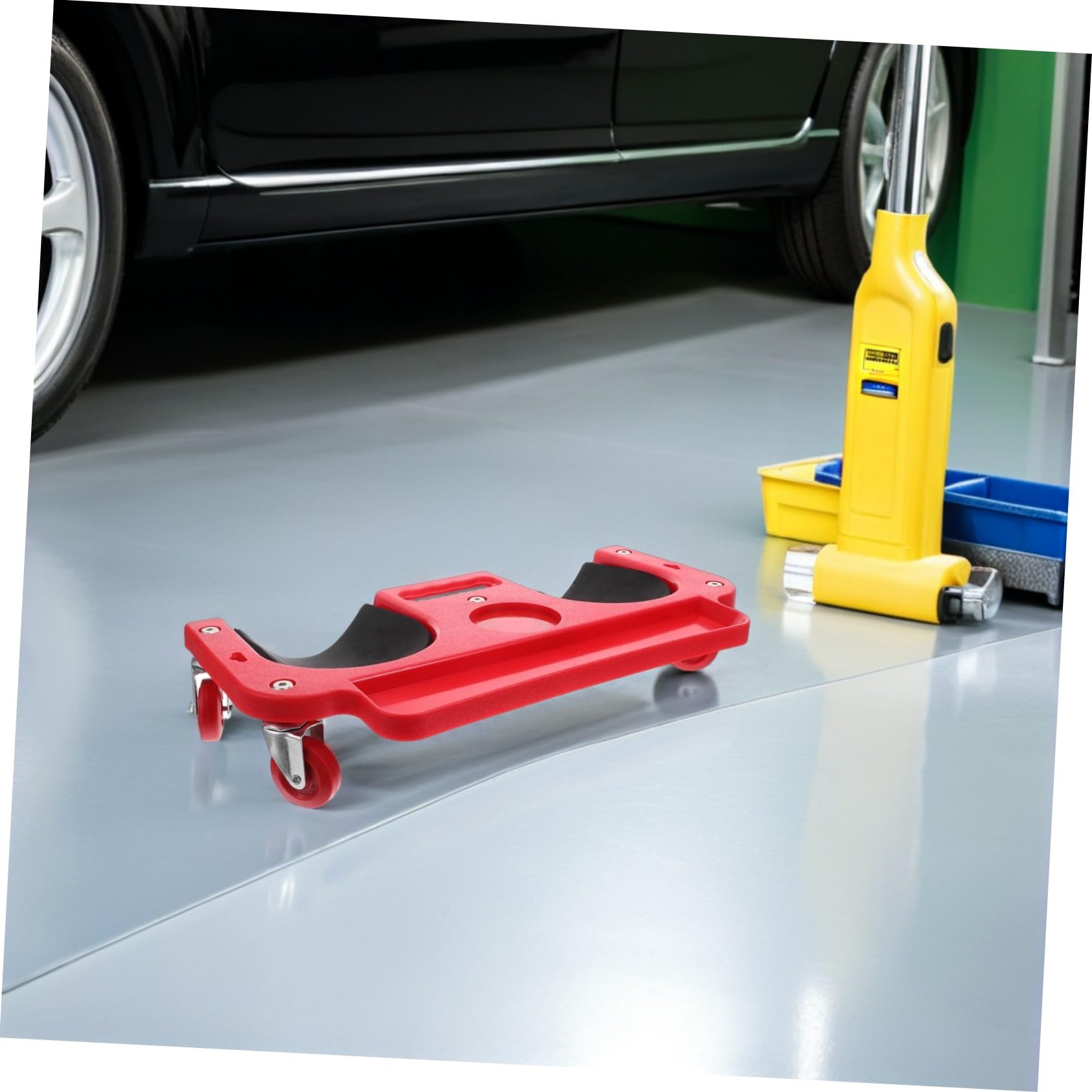 iplusmile Protezione per Ginocchia con Ruote per Riparazione Auto in Officina, Supporto Stabile in Pe con Struttura Robusta, per Garage e Lavori Meccanici