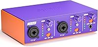 Synido Live Duet USB-C Audio Interface: Dual XLR Inputs, 48V Phantom Power, 24-Bit/48kHz for Podcasting, Streaming, Duets - Purple