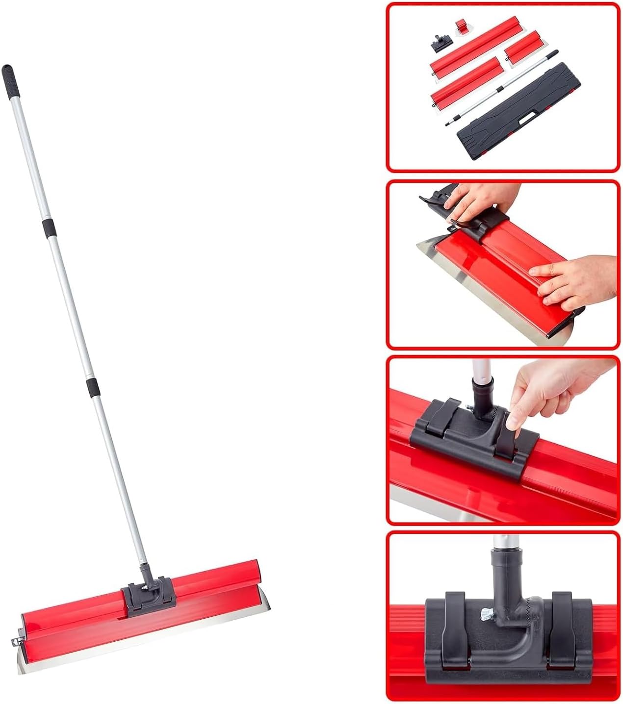 Drywall Skimming Blade Set with Replaceable Blades, 10", 16", 24", 32" Stainless Steel Skimming Blades with Extension Handle, Drywall Finishing Tools for Plasterboard and Wallboard