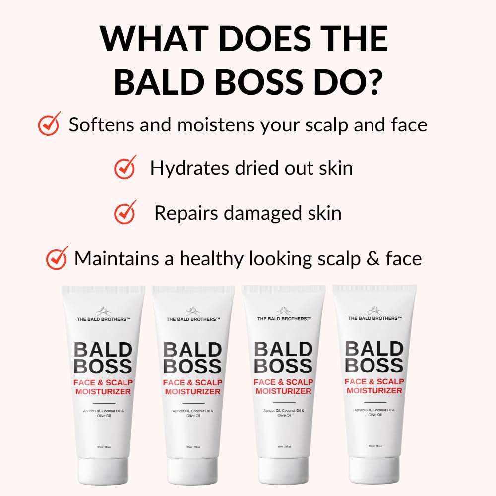 The Bald Brothers Cuidado de la cabeza calva e hidratante del cuero cabelludo | Mate, vegano | Cuidado facial y cuero cabelludo | Acabado mate, no graso | Hidratante diario sin fragancia para hombres | 90 ml