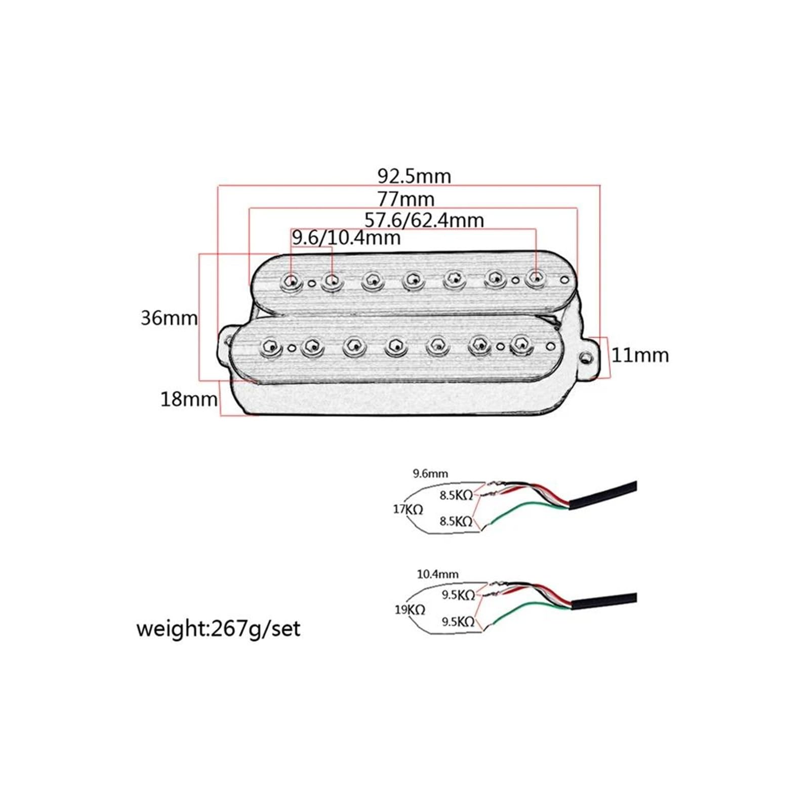 Pickup per chitarra Pickup humbucker per chitarra a 7 corde al manico e al ponte