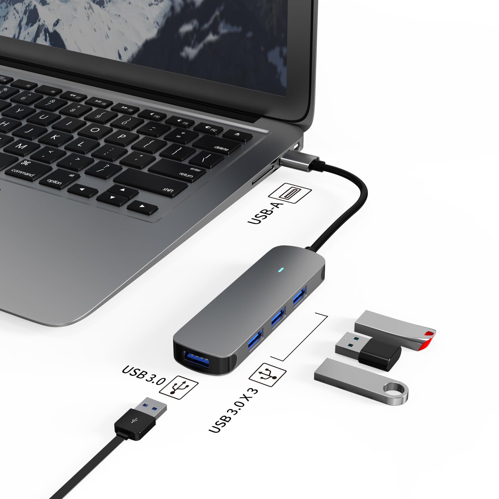 MMOBIEL USB-A to 4x USB-A Adapter Port Hub, 4-in-1 Splitter, 3.0-5Gbps, Compatible with Dell, Lenovo, Acer, 4-port USB Hub - Image 4