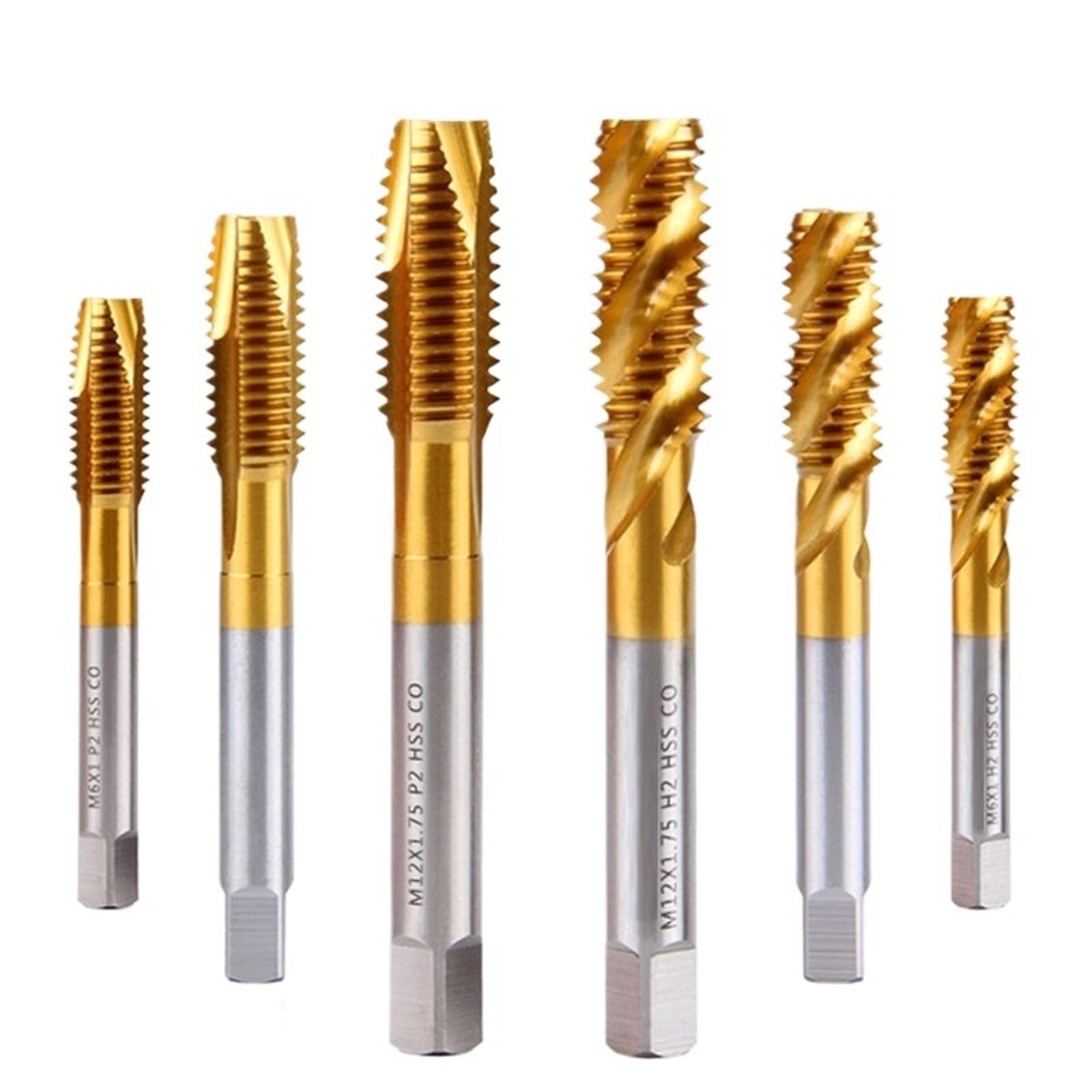 MDBJTCYZN Tip Screw Machine Tap Tapping Stainless Steel Titanium Plated Bit m3m4m5m6m8m10(Spiral,M12x1.75)