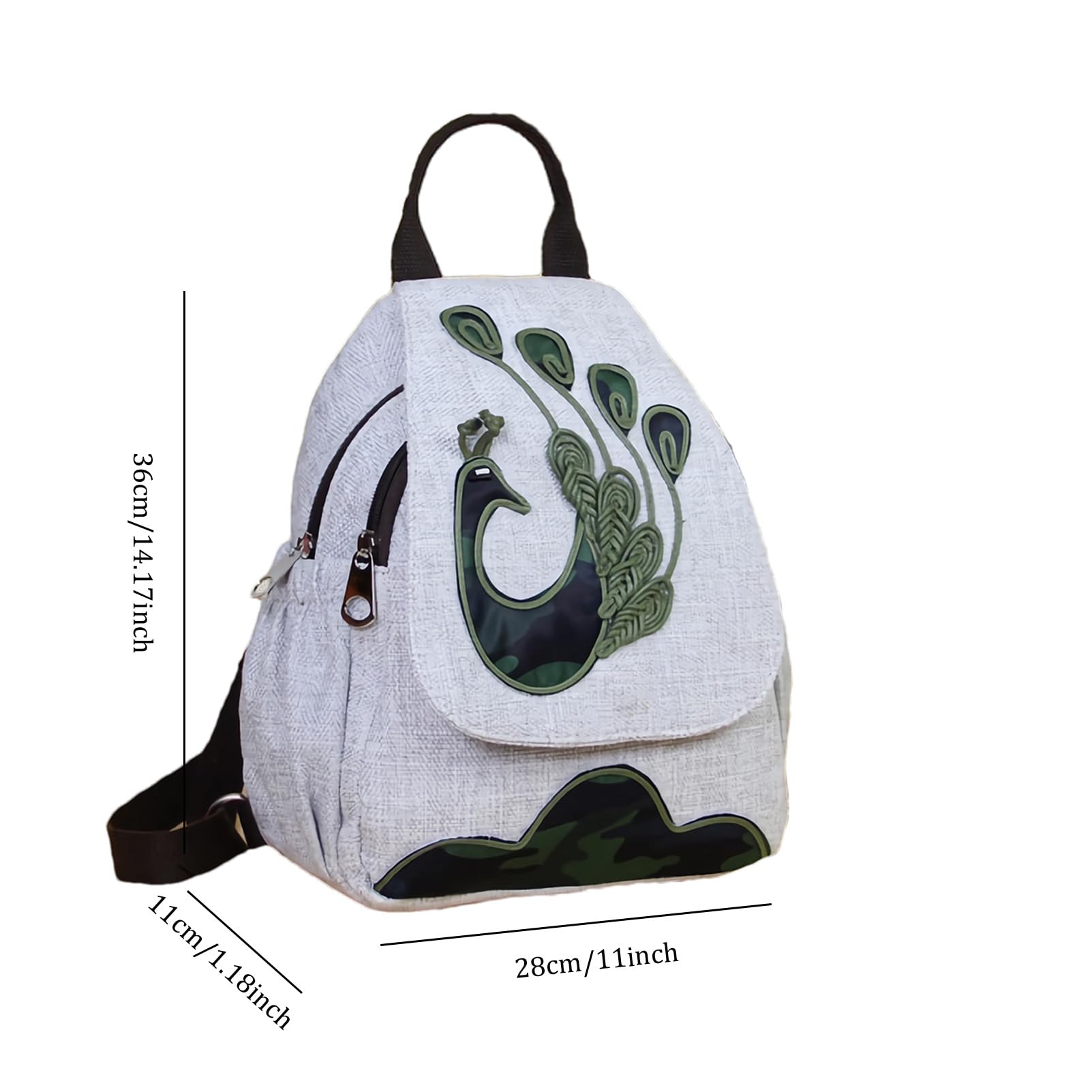 Mochila Pequeña de Cáñamo para Mujer Mochila Bohemia Pavo Real
