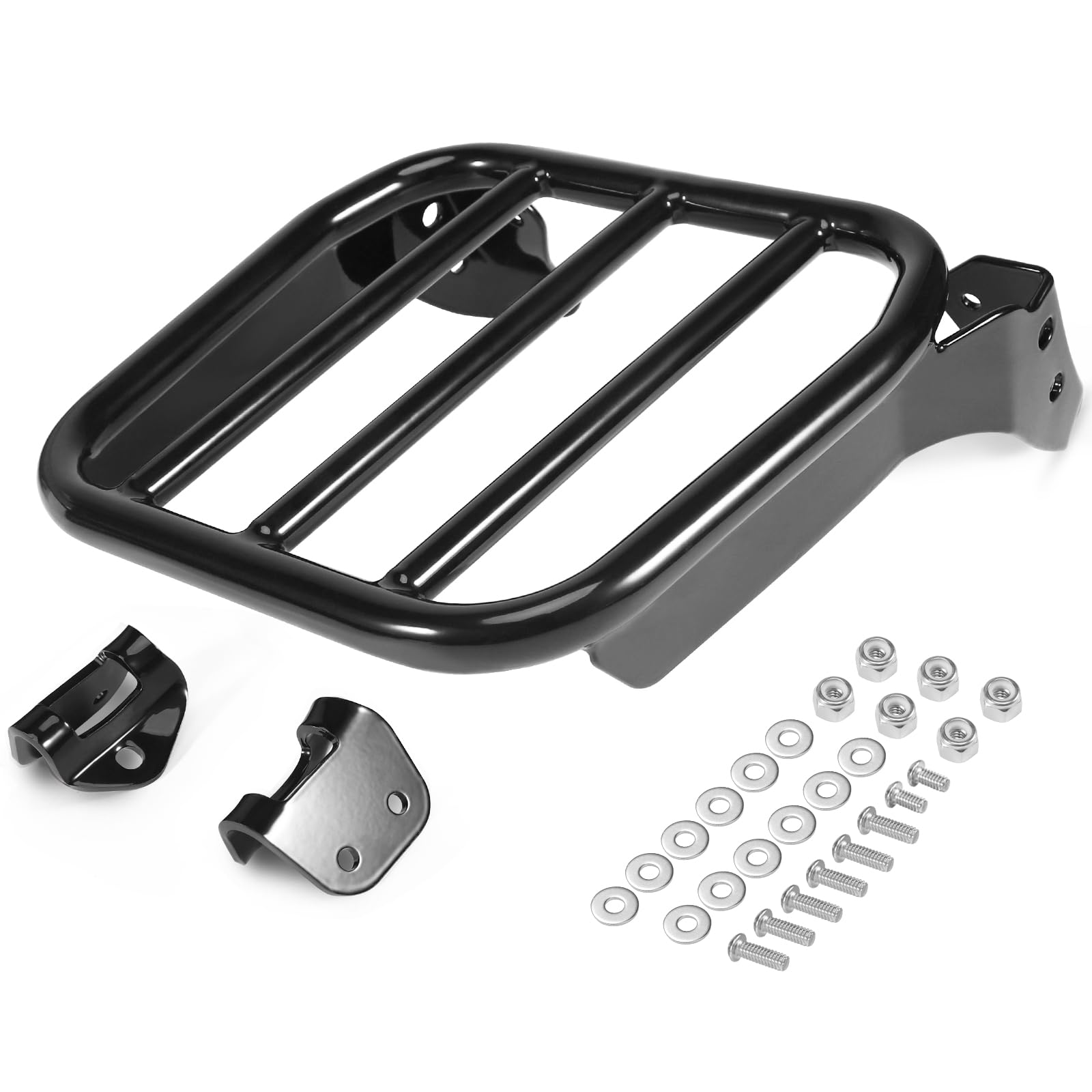 kekykm Softail Holdfast Sissy Bar Uprights Sport Luggage Rack compatible with Harley Davidson FLDE FLHC FLHCS FLSL FXBB FLI Street Bob Softail Standard Deluxe Slim Heritage Classic Gloss Black 2018-Up