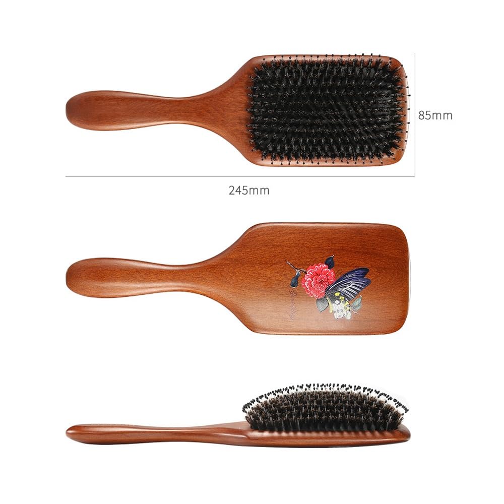 Cepillo for el cabello, cepillo de cerdas de jabalí for mujeres y hombres, cepillo de cerdas naturales suaves for cabello fino y fino, restaura el brillo y la textura