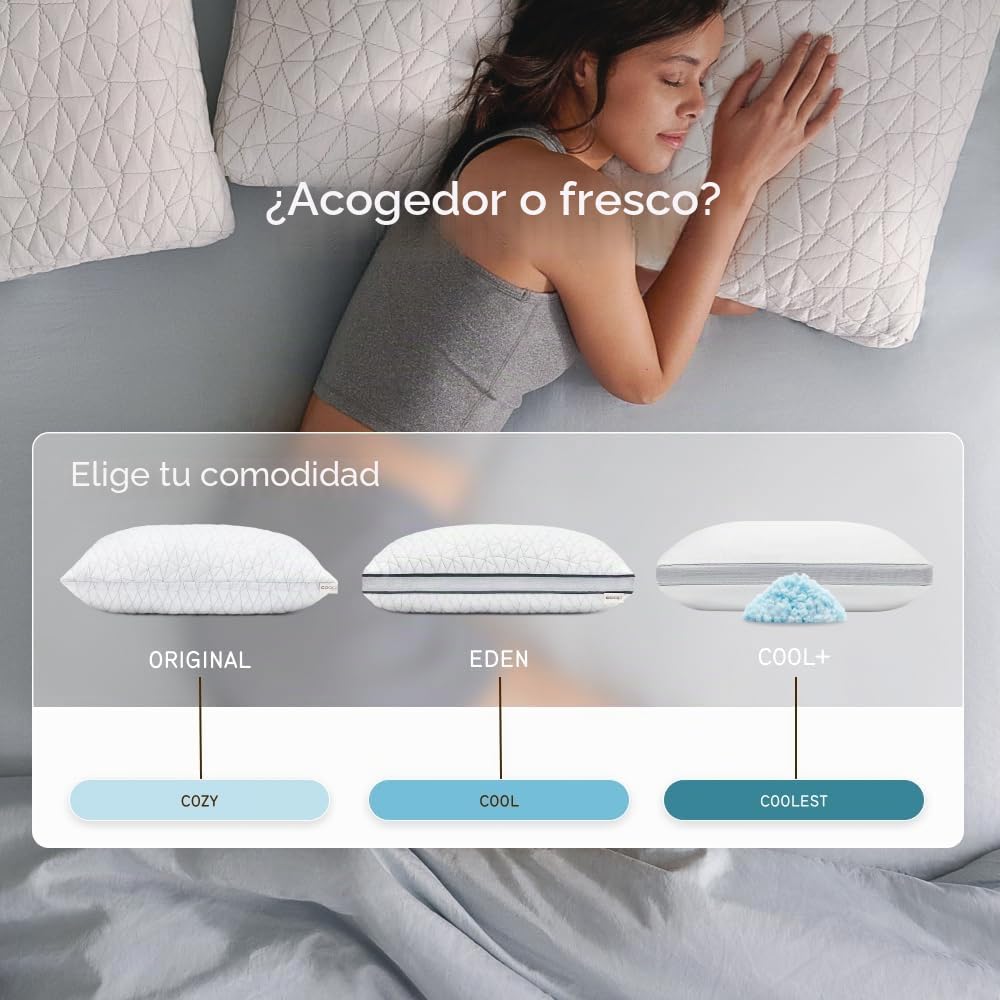 Coop Home Goods Eden Cool - Almohada Ajustable, tamaño King, Espuma viscoelástica Ajustable con infusión de Gel, Tela Lulltra Suave y Transpirable, Ideal para Todos los Que Duermen - Certificado