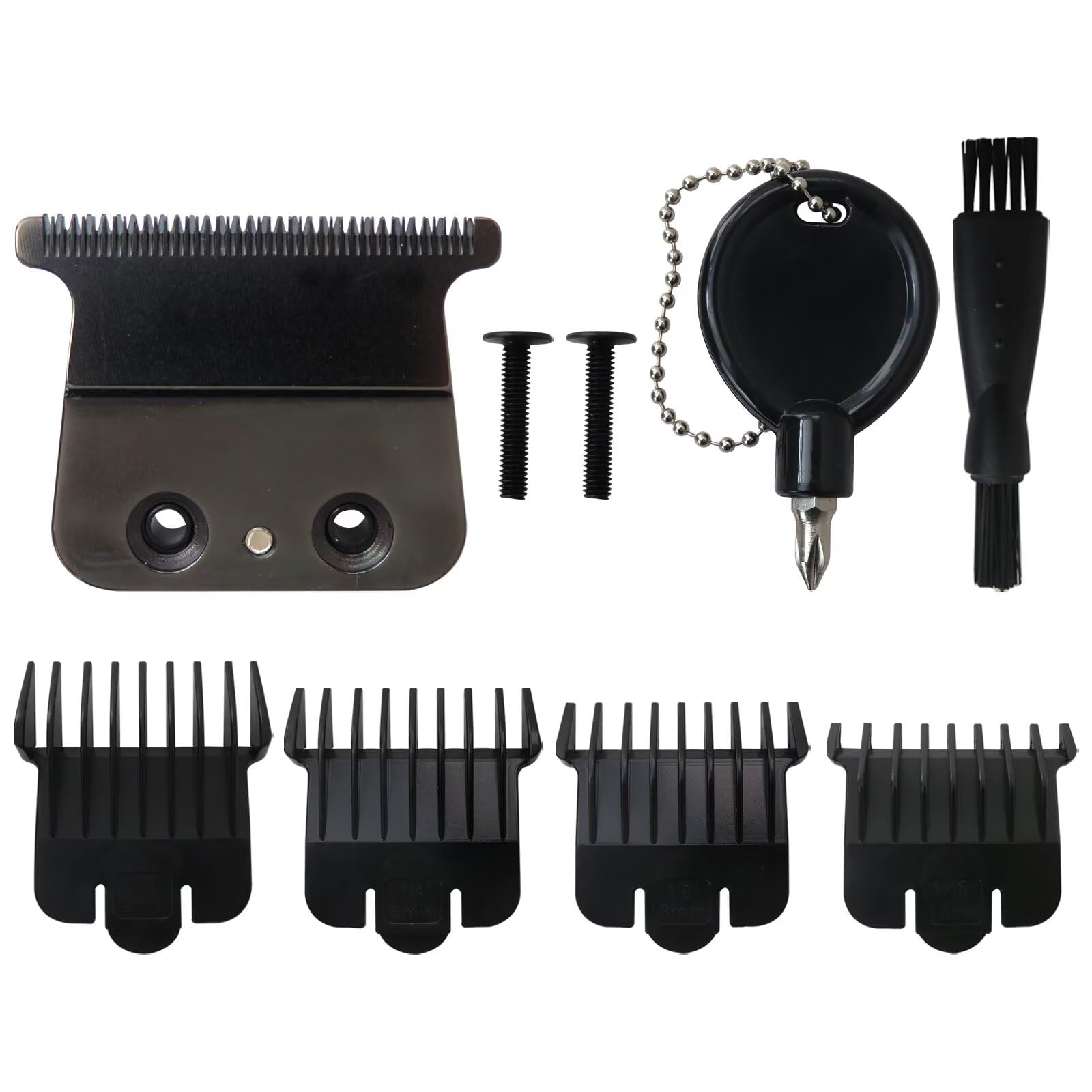 707B Replacement Blade Compatible for BaBylis-PRO FX787 & FX726 Trimmers,DLC Replacement Blades with 4 Guards Set Compatible for BaByliss Trimmer Blades - Black