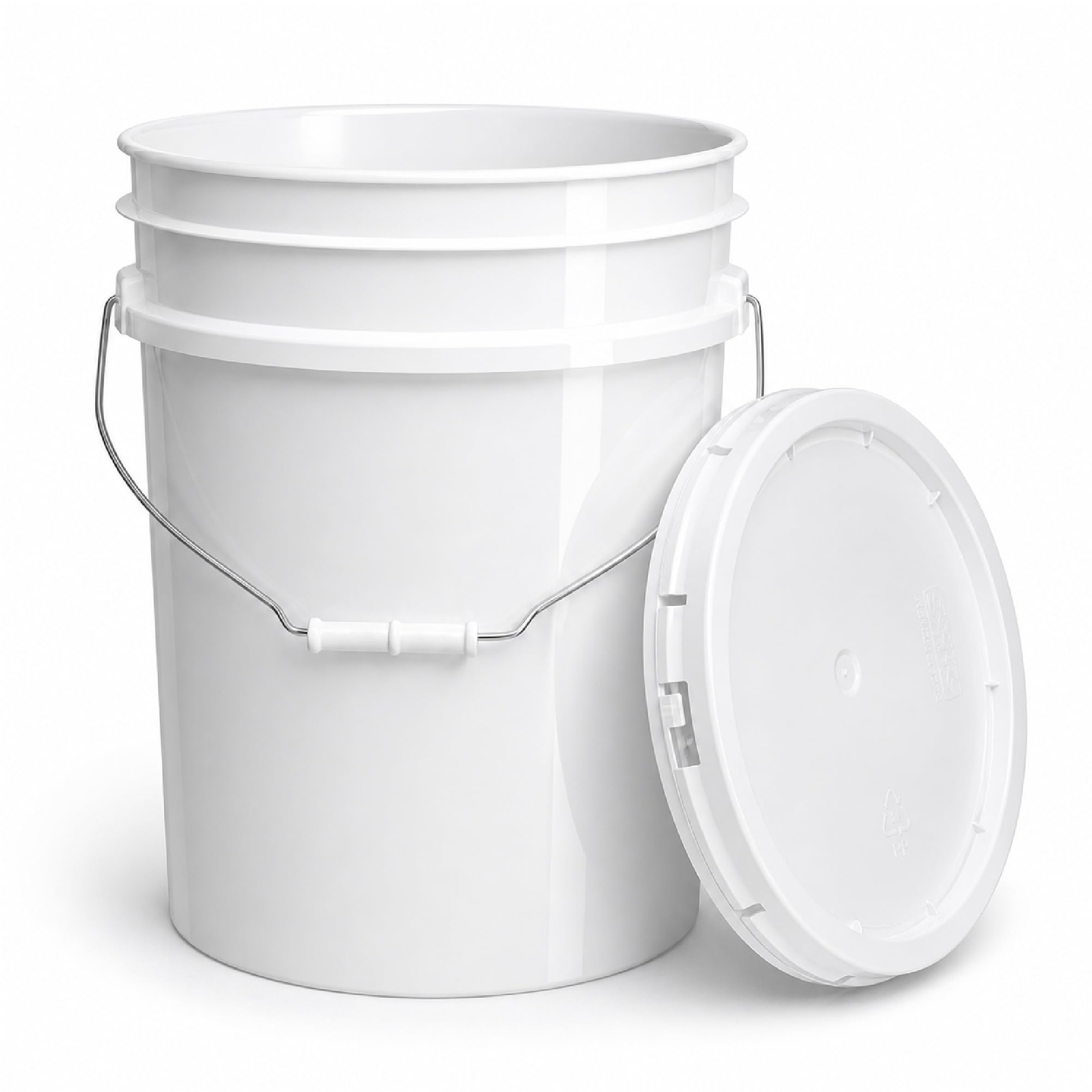 5 gallon cubo blanco y tapa – Durable 90 Mil cubo multiusos – Calidad alimentaria – plástico libre de BPA