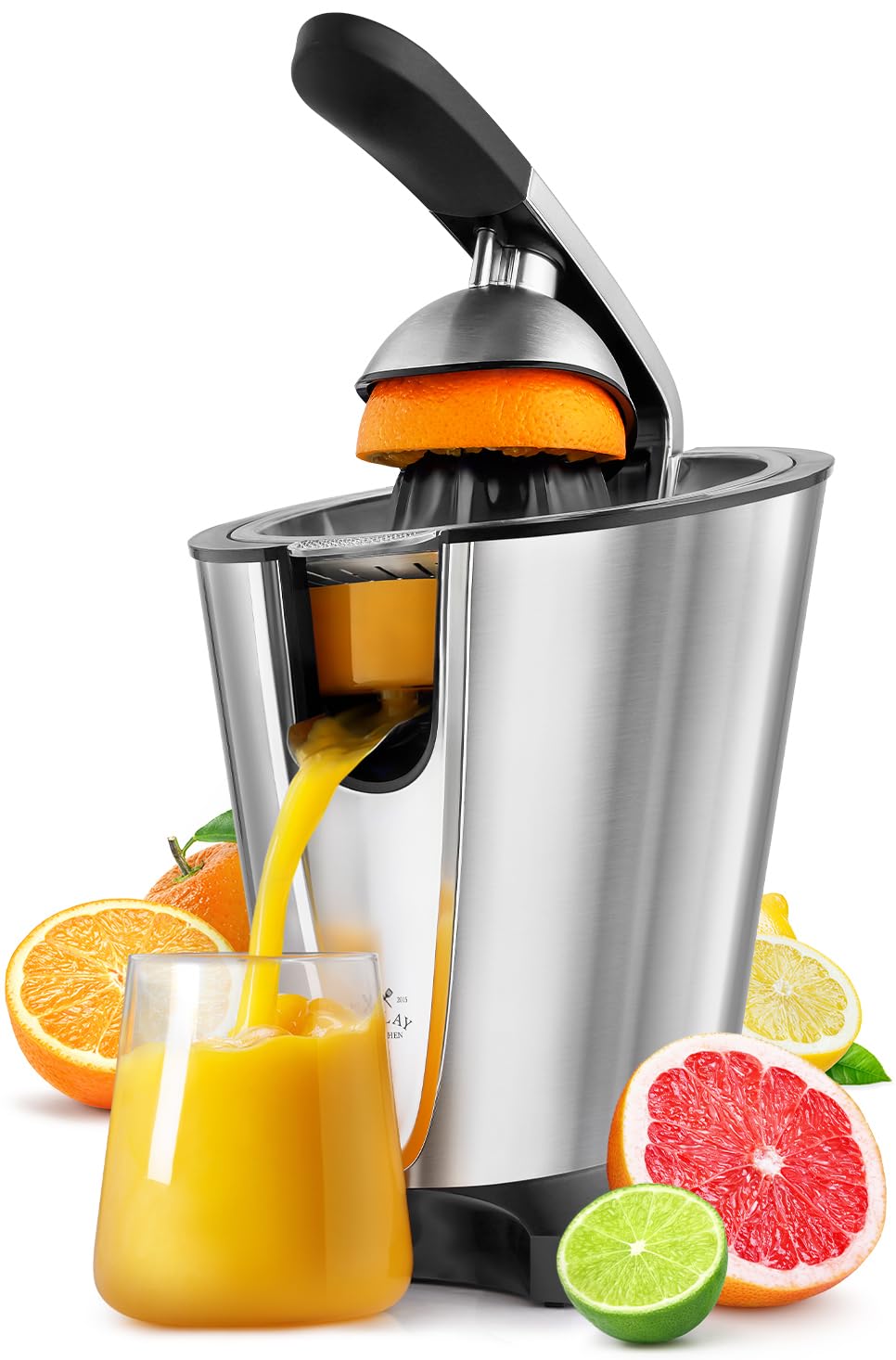 Zulay Powerful Electric Orange Juicer Squeezer - Stainless Steel Citrus Juicer Electric With Soft Touch Grip & Superior Motor For Effortless Juicing - Easy to Clean