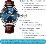 OLEVS Watches for Men Leather Men Easy Read Watches, Arabic Numerals Simple Style Calendar Large Face Watches (White/Black/Blue Dial)
