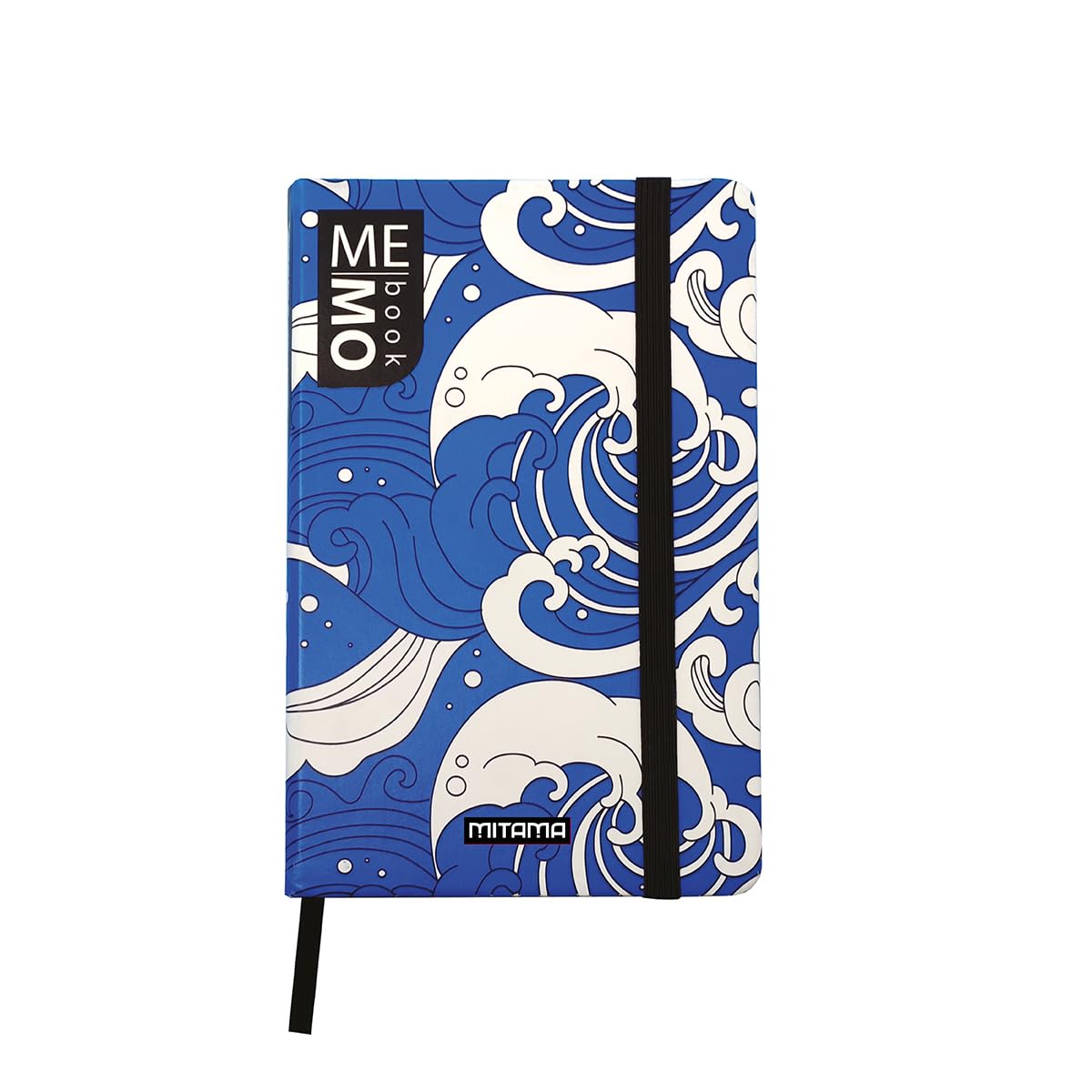 Mitama Waves Graphic Pocket Notebook, Memo Book, Notebook, Soft Touch Cover, Inner Pocket + Pencil Included, White Sheets