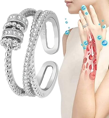Miniatura 1 de JANSIO - Anillo de triple giro Threanic de JANSIO anillo de triple giro para pérdida de peso anillo giratorio de circonita sensible anillo giratorio