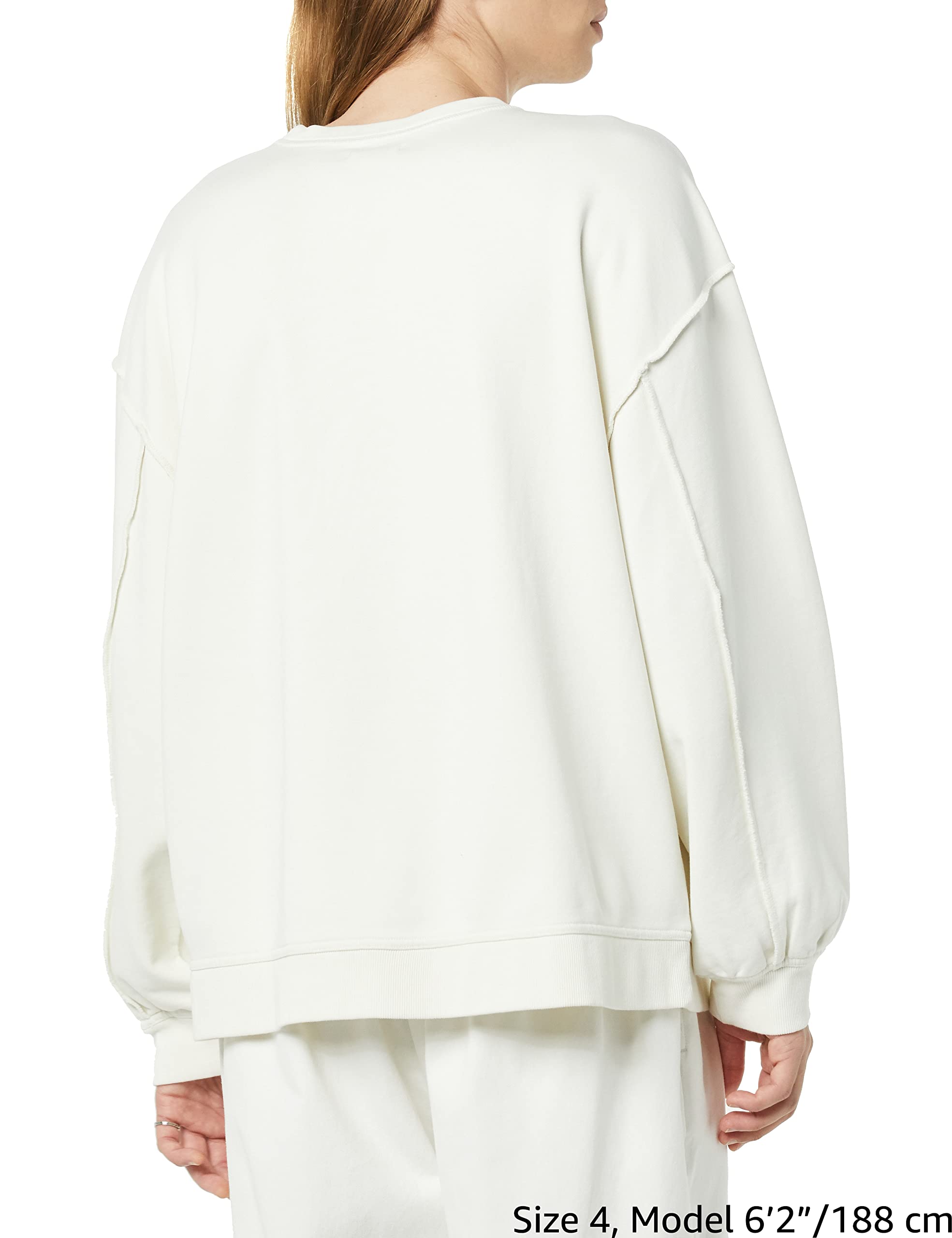 rare/self Felpa All Gender, a Girocollo, in Maglia di Spugna, con Cuciture a Vista