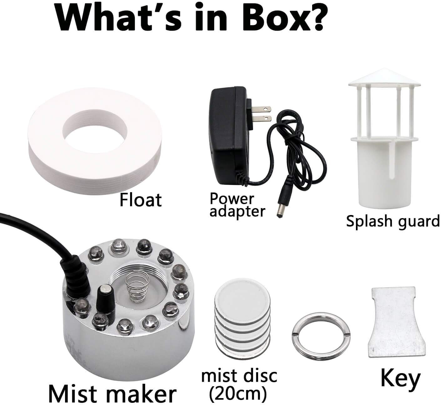 Ultrasonic Mist Maker, Indoor LED Mister Fogger with Light Witch Cauldron Diffuser Fountain Pond Fog Machine Atomizer Bowl Terrarium High Output Humidifier Water Vaporizer with Splash Guard Float Disc
