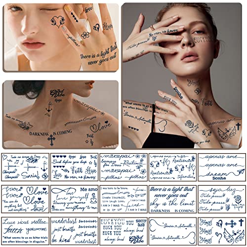 30 Sheets Semi-Permanent Tattoos for Women Inspirational Words Tattoo Stickers - Image 4