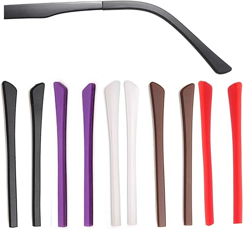 Miniatura 7 de 5 pares de puntas de silicona antideslizantes para los extremos de las gafas, piezas de calcetín para las orejas, puntas de repuesto cómodas para