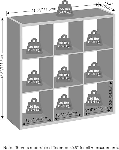 Miniatura 2 de Furinno Organizadores y almacenamiento de armario cúbicos, organizador de armario de 9 cubos, estante abierto, marco extra grueso para armario,