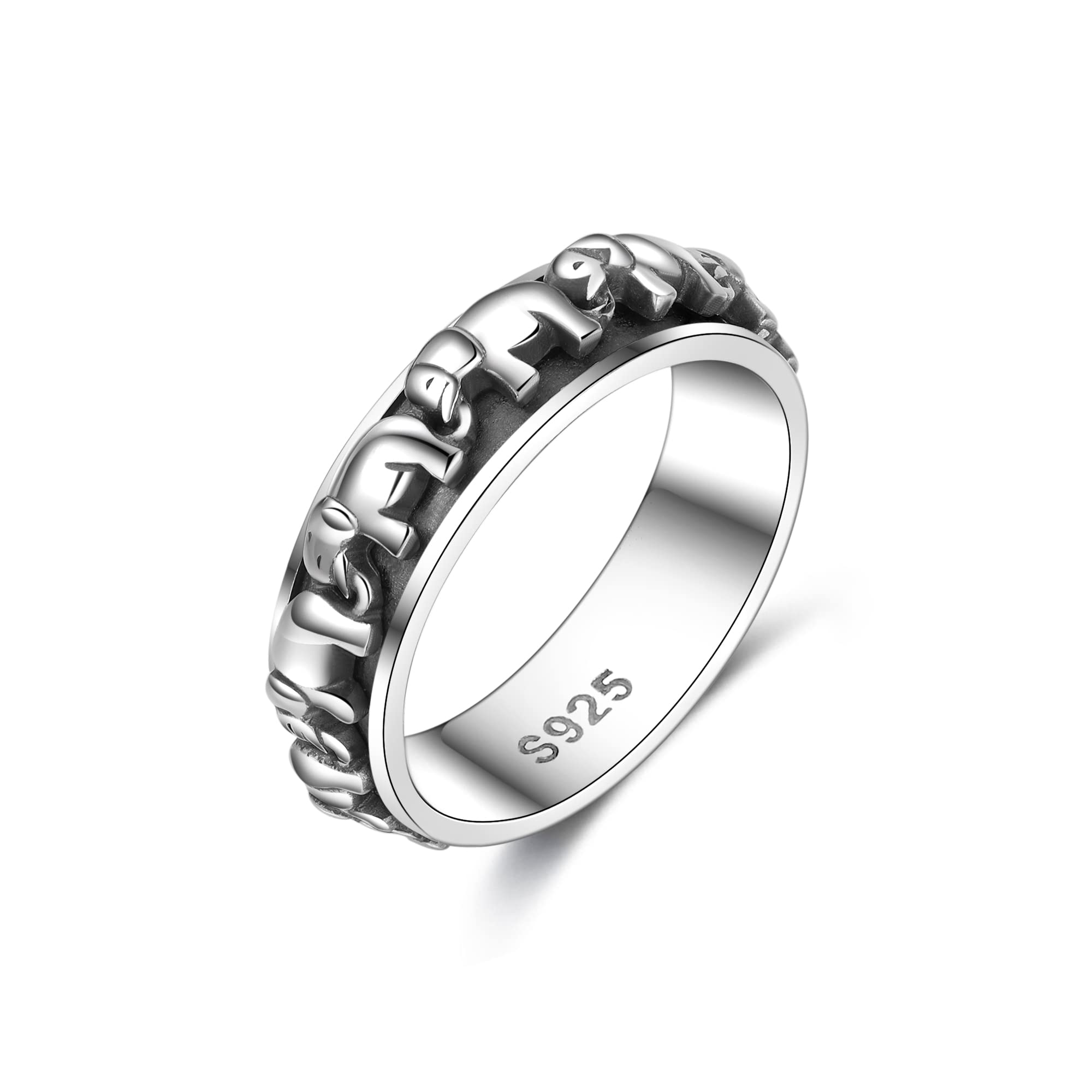 Fidget Ring Silber 925 Spinner Ring für Angst Frauen Stressabbau Elefanten Schmuck Geschenke für Frauen