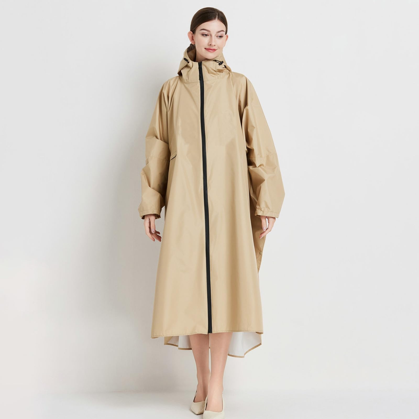 Genérico Chaquetones Mujer Poncho Impermeable Unisex Largo Exteriores Capucha Ligero Moderno Material PU Ciclismo Senderismo Viajes