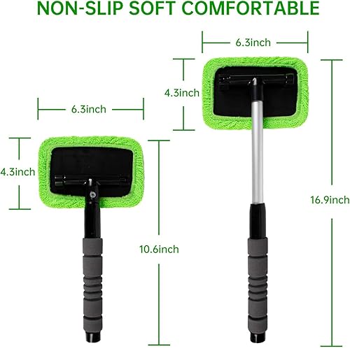 Miniatura 2 de X XINDELL Herramientas de limpieza de vidrio para parabrisas, herramienta de limpieza de coche de tela de microfibra con mango extensible y paño