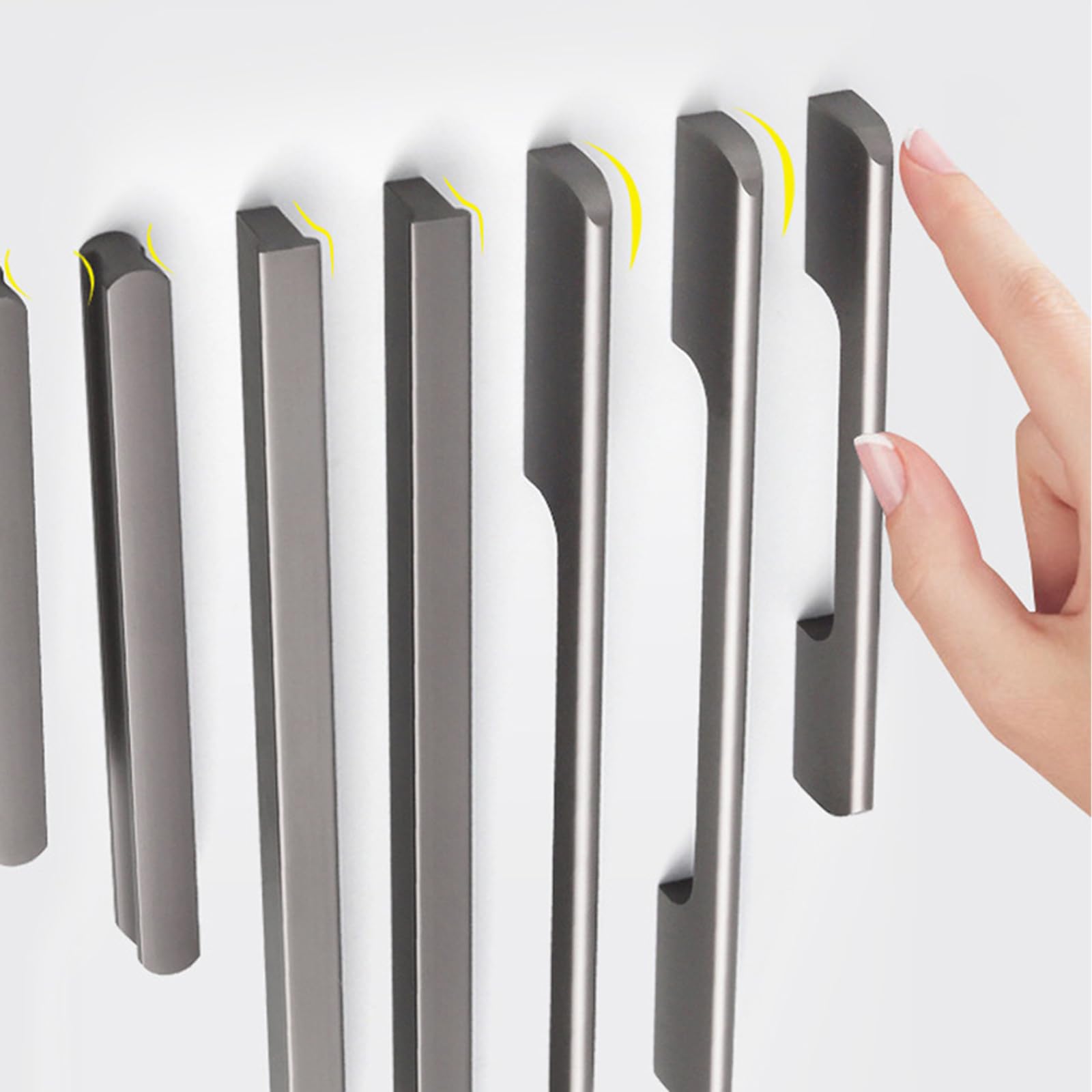 Möbelgriffe Lang,2 Stück Griffe für Schränke Grau Massive Aluminium | Eloxierte Oberfläche T-Zuggriffe Gesamtlänge:60 - 1200 mm Küche Griffe Modern für Schublade Küche 1160mm/45.7in