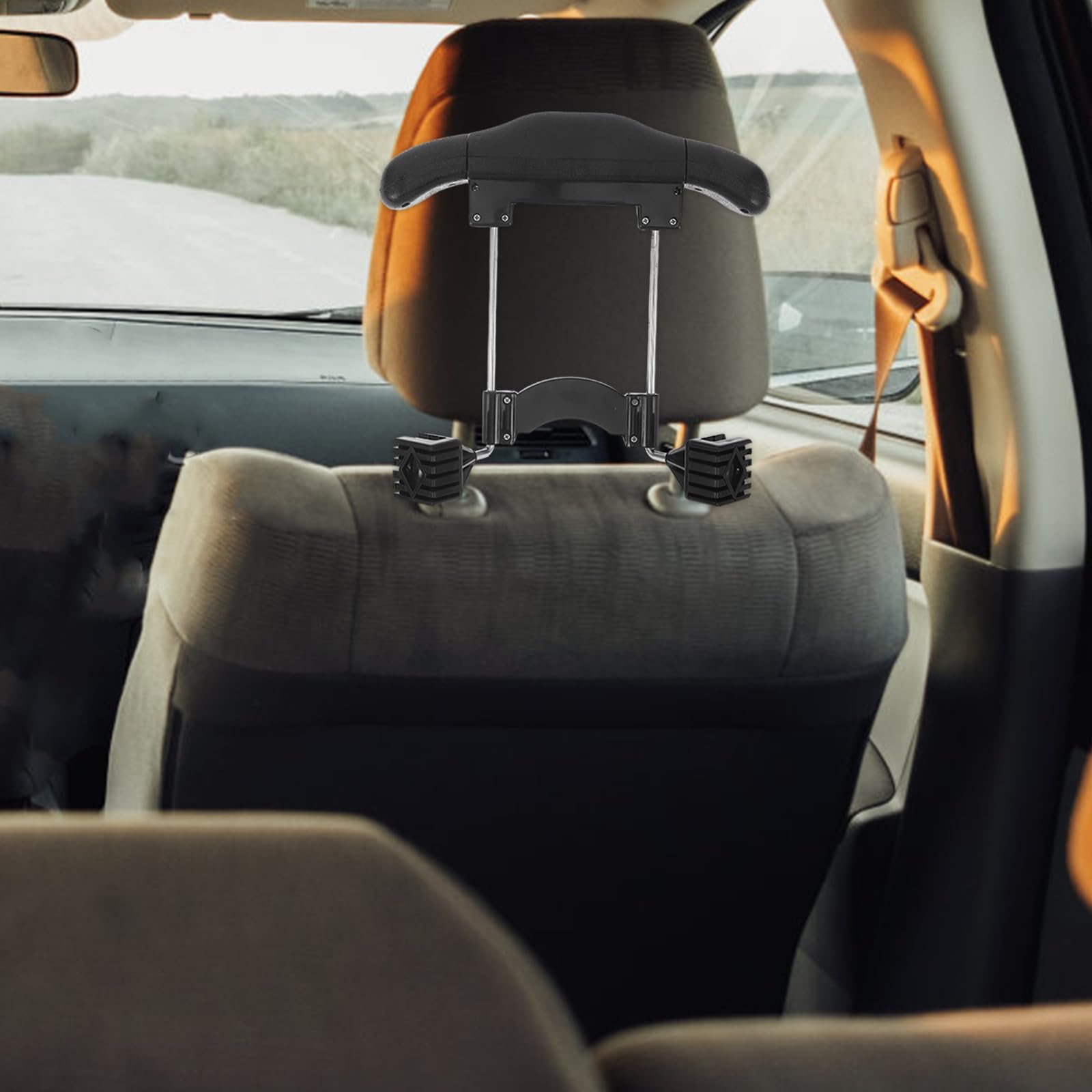 Cabilock Appendiabiti da Sedile per Auto Regolabile in Plastica Nera, Gancio Posteriore per Poggiatesta, Porta Abiti Multifunzione per Camicie e Giacche, per Viaggi e Organizzazione