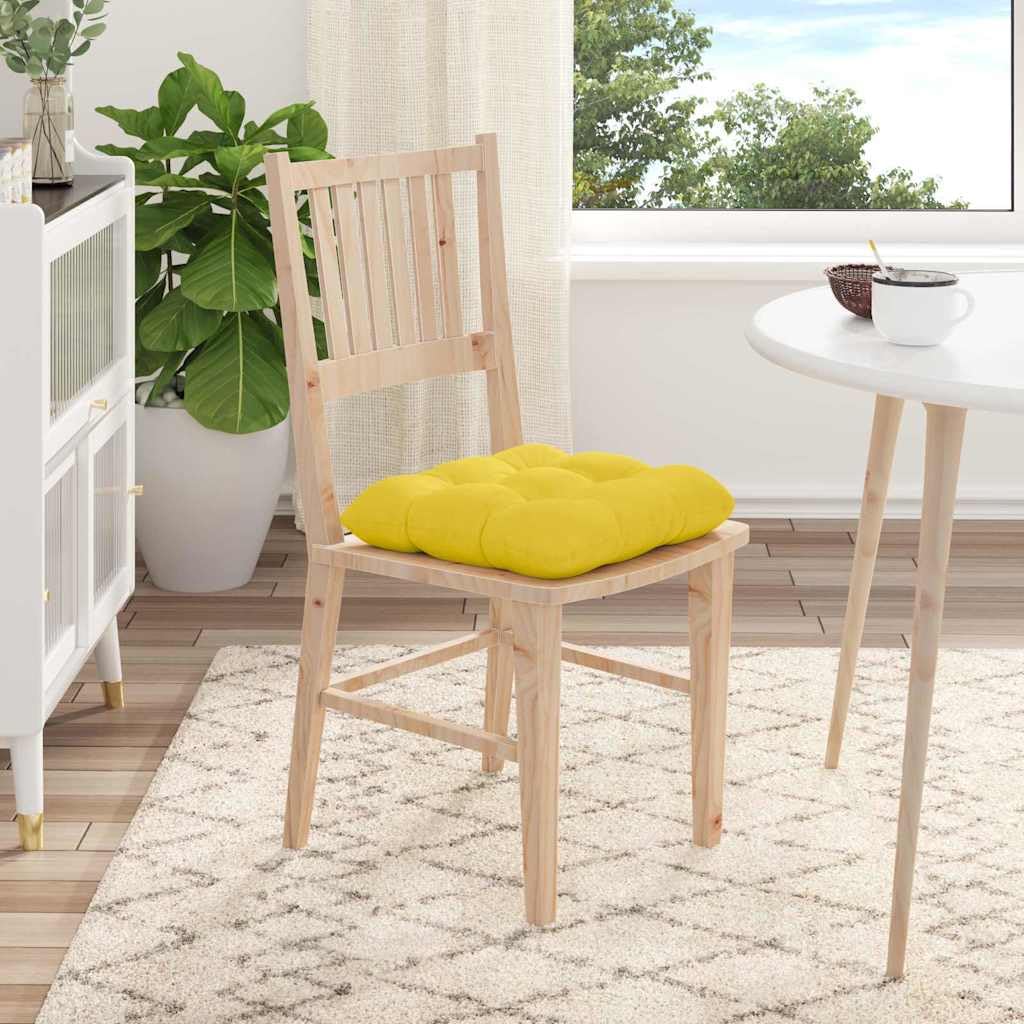 Générique 4 cuscini per sedile giallo chiaro 45 x 45 x 12 cm | Tessuto morbido, sfoderabile, lavabile in lavatrice, per divano o sedia da ufficio