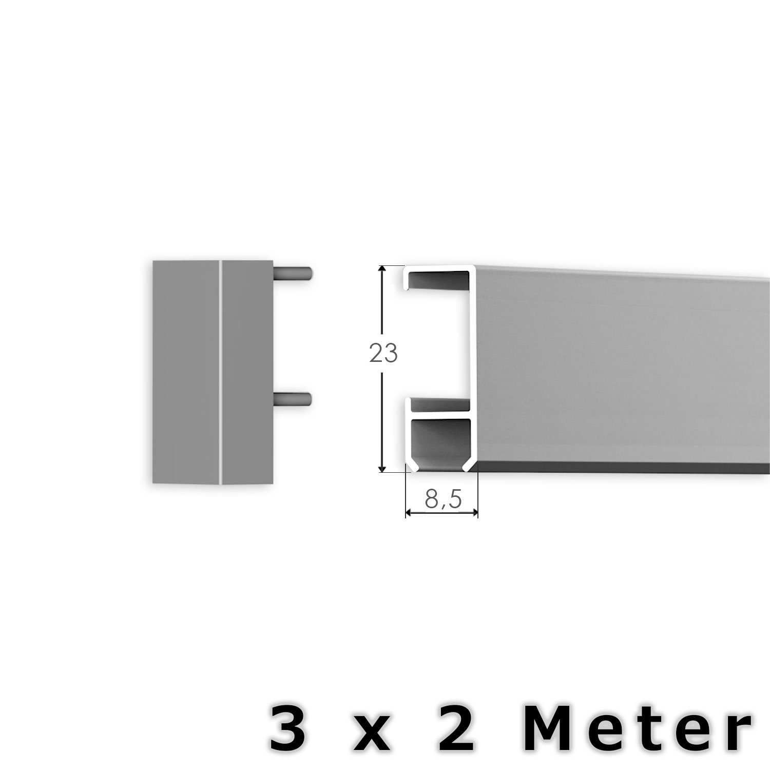 hang-it 6 Meter Bilderschienen Galerieschienen - Komplett Set in Silber