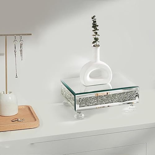 Miniatura 8 de TACIDON Elevador de cristal con espejo para fregadero de cocina, encimera de baño, decoración moderna. Soporte de pedestal de cristal para