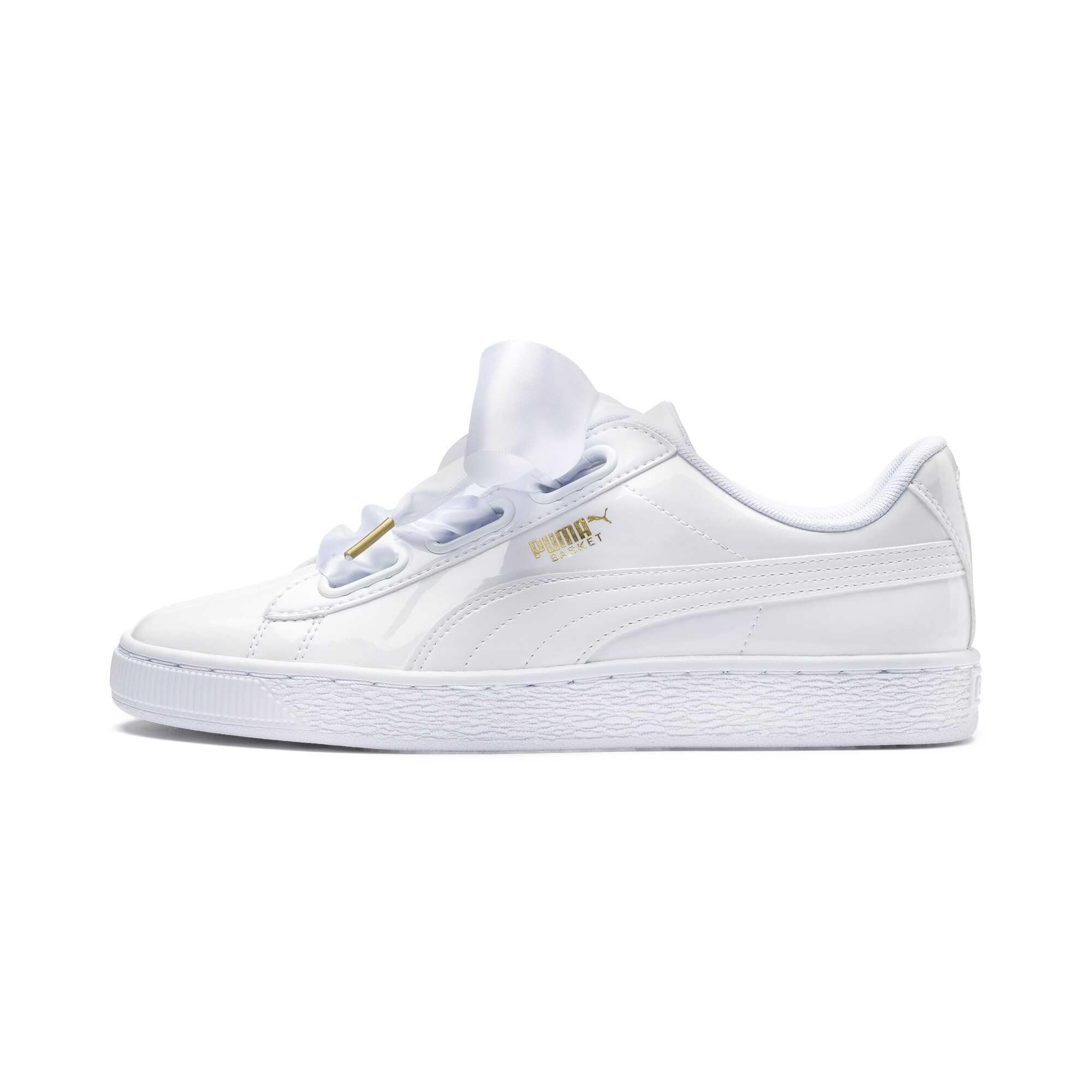 PUMA Women's Basket Heart Patent Wn's Trainers, Puma White-Puma White, 5.5 UK