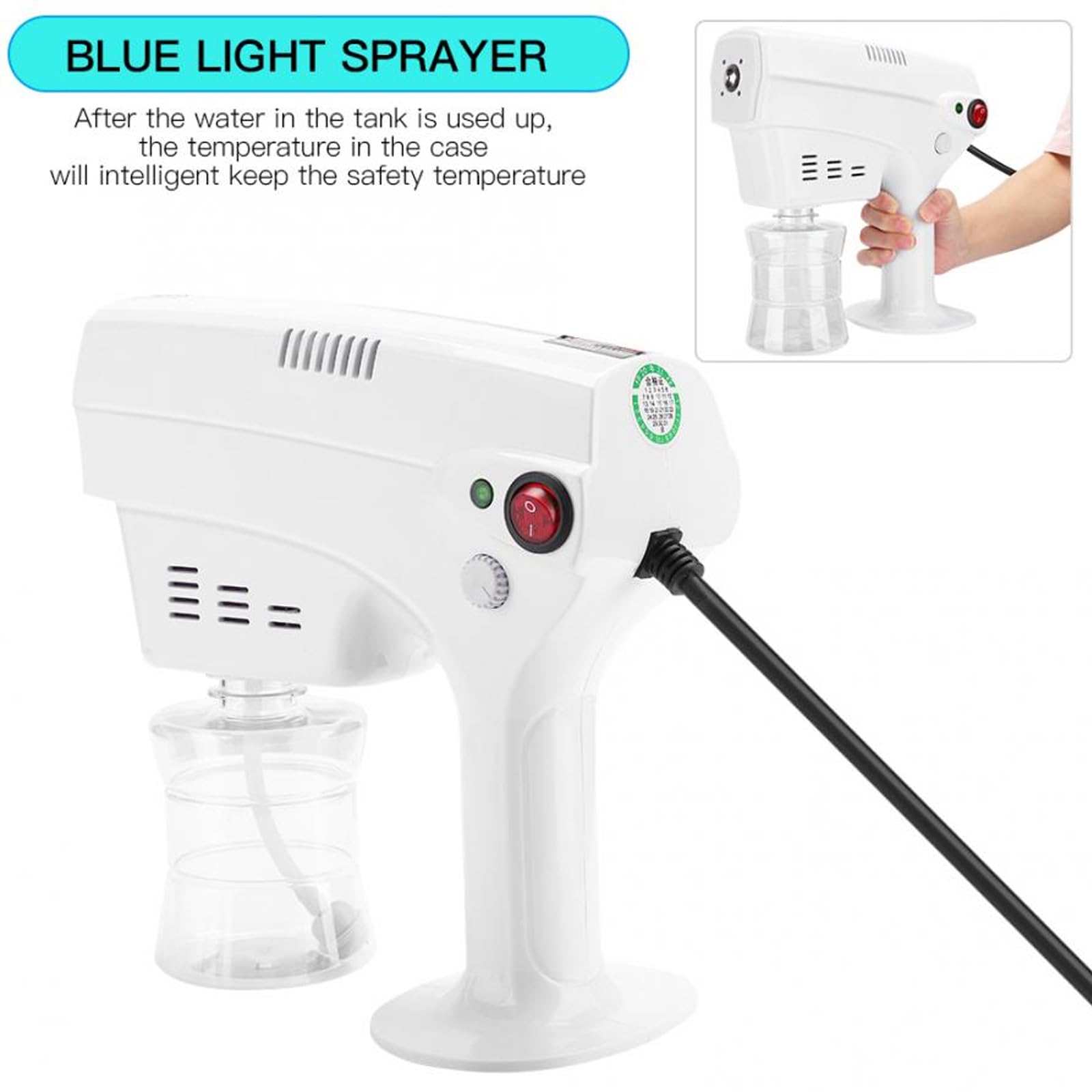 NGARY Pistola Pulverizadora De Micro Niebla, Pulverizador Nano para El Cuidado del Cabello con Pistola De Vapor con Luz, para El Hogar Y La Oficina