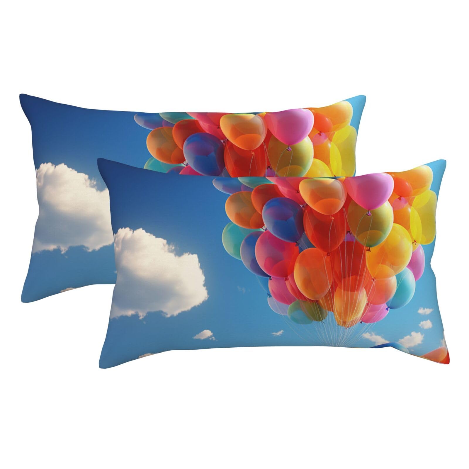 2 Pack King Pillow Cases with Hidden Zipper, Soft Breathable Pillow Covers for Hair and Skin, Colorful Balloon Pillowcases 20"x36" Bed Pillow Protectors Cover for Sleeping Gifts