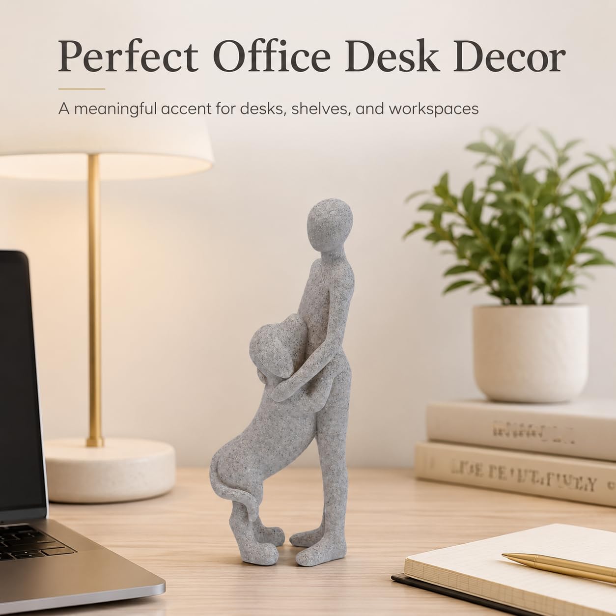 Scultura a forma di cane, decorazione per la casa, a forma di uomo e cane, decorazione per ufficio, soggiorno, camera da letto, casa, regalo di memoria per gli amanti degli animali (B)