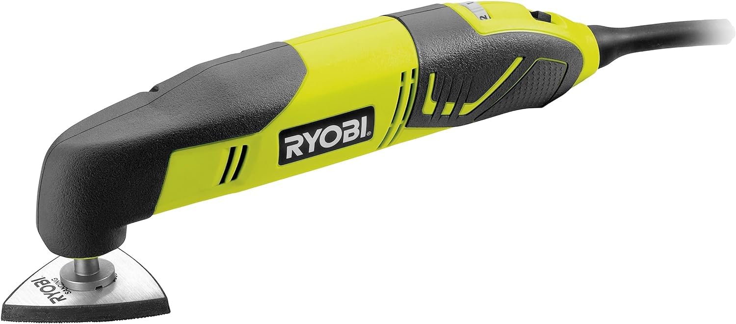 Ryobi RMT200S, Utensile Multifunzione 200W con Cavo Elettrico, Variatore di Velocità, 10,000-20,000 oscill./min, Impugnatura GripZone, Adattatore Universale, Accessori Inclusi