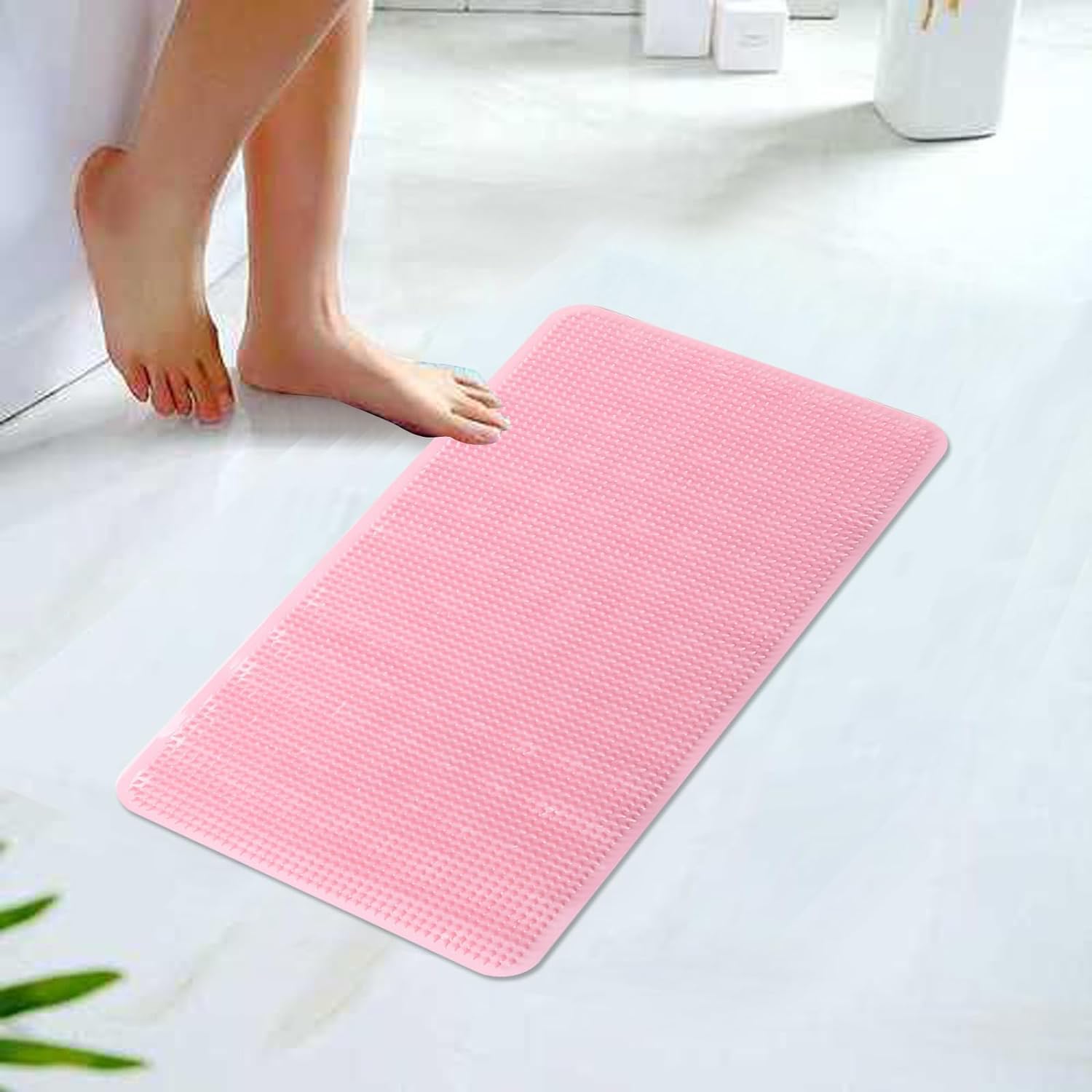 Kuber Industries Bath Mat | PVC Bathroom Mat | Shower Bath Mat | Floor Tub Mat | Bathroom Mud Mat | Anti-Skid Shower Bathroom Mat | L-YSD-B | Pink