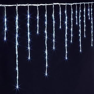FEERIC LIGHTS & CHRISTMAS Cortina de estalactitas Exterior 25 m 1500 LED Blanco frío + Transformador