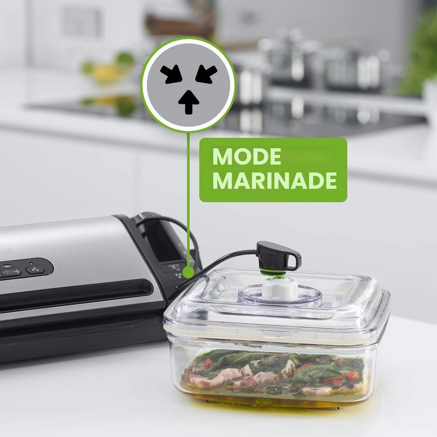 FoodSaver Machine Sous Vide avec compartiment de rangement pour rouleau et cutter, fonction marinade, inclus sacs de mise sous vide assortis et adaptateur intégré [FFS017X ]