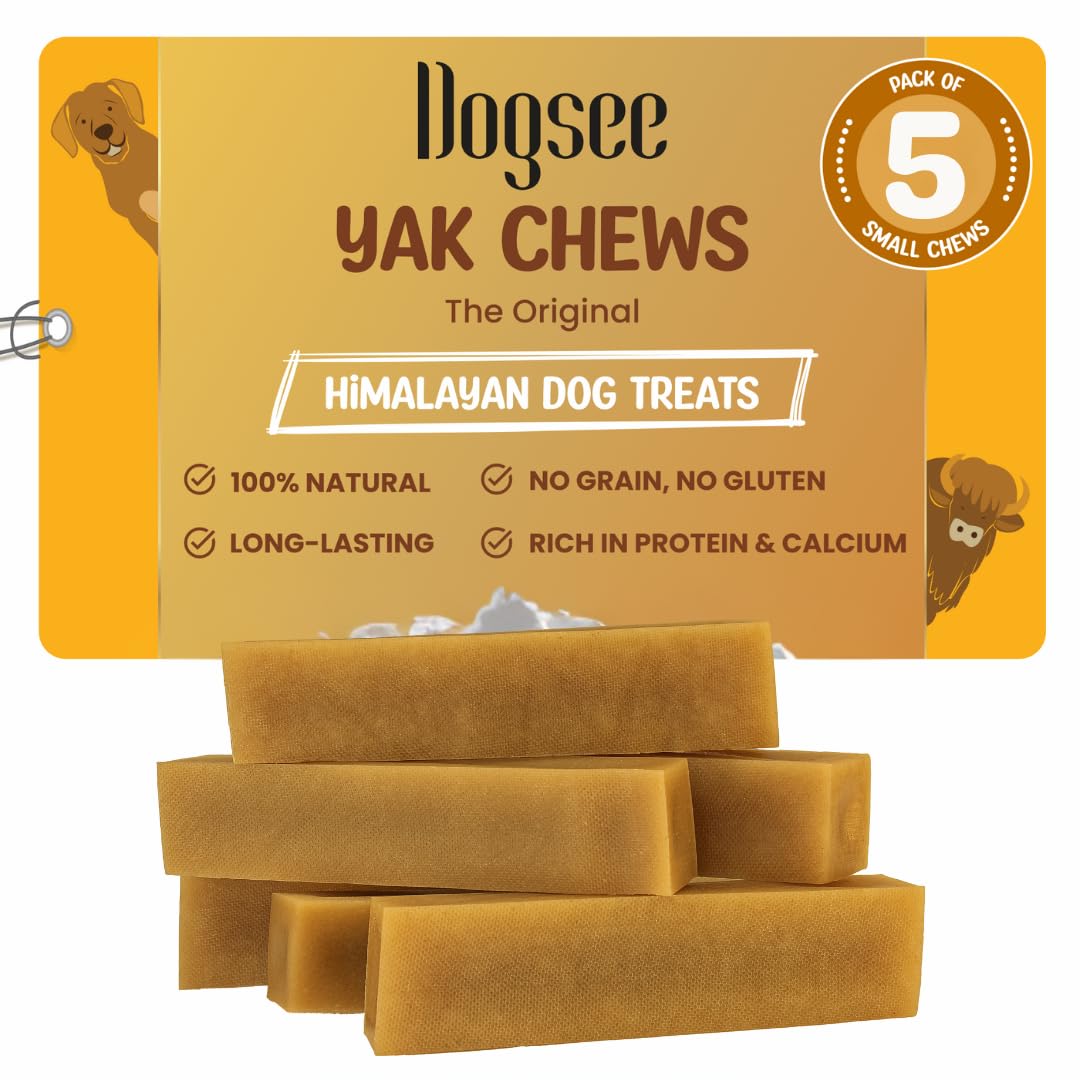 Dogsee Original Himalayan Yak Cheese Dog Chews (Small - 5 Bars) | Yak Chews for Small Dogs | Rawhide Free | Easily Digestible Dog Treats