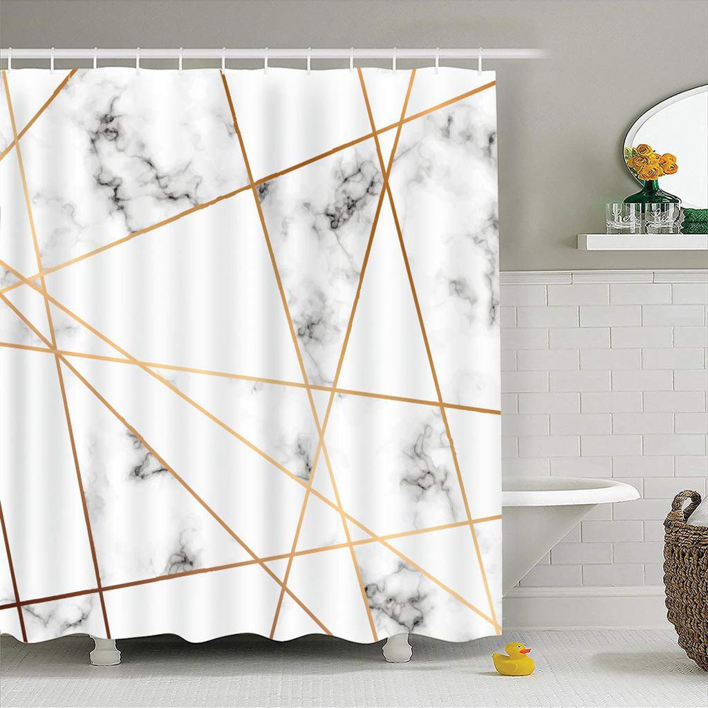 Rideau de Douche, Rideaux de Douche imperméables lavables en Tissu de Polyester Rideaux de Bain avec Crochets pour la Salle de Bains