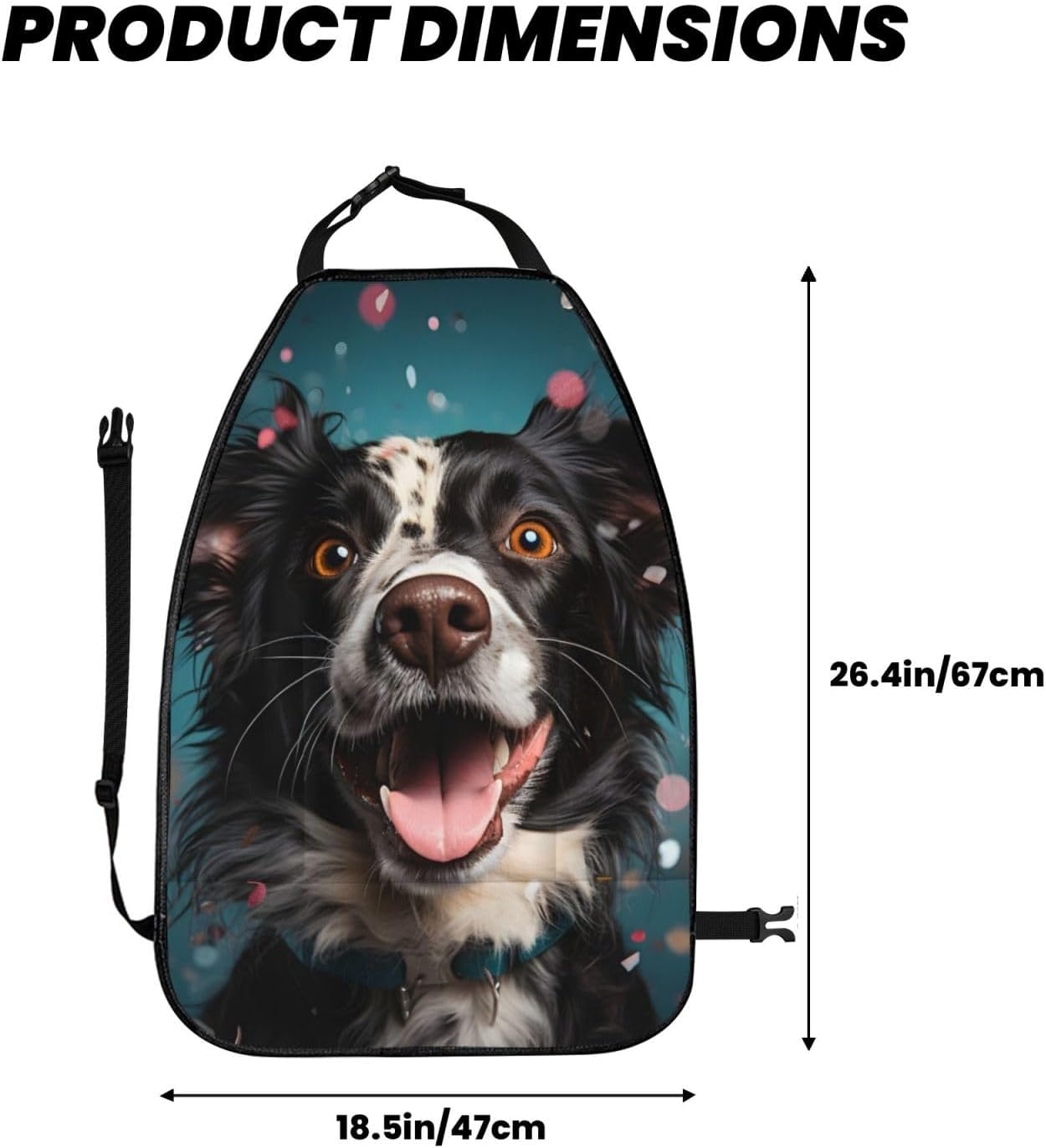 Car Seat Back Kick Protector 2 Pack 18.5x26.4 Inch, Dog Happy Anti-Kick Pad, Waterproof Oxford Fabric Large Rear Seat Cover for Kids Pets Fits SUV Jeep Truck Sedan